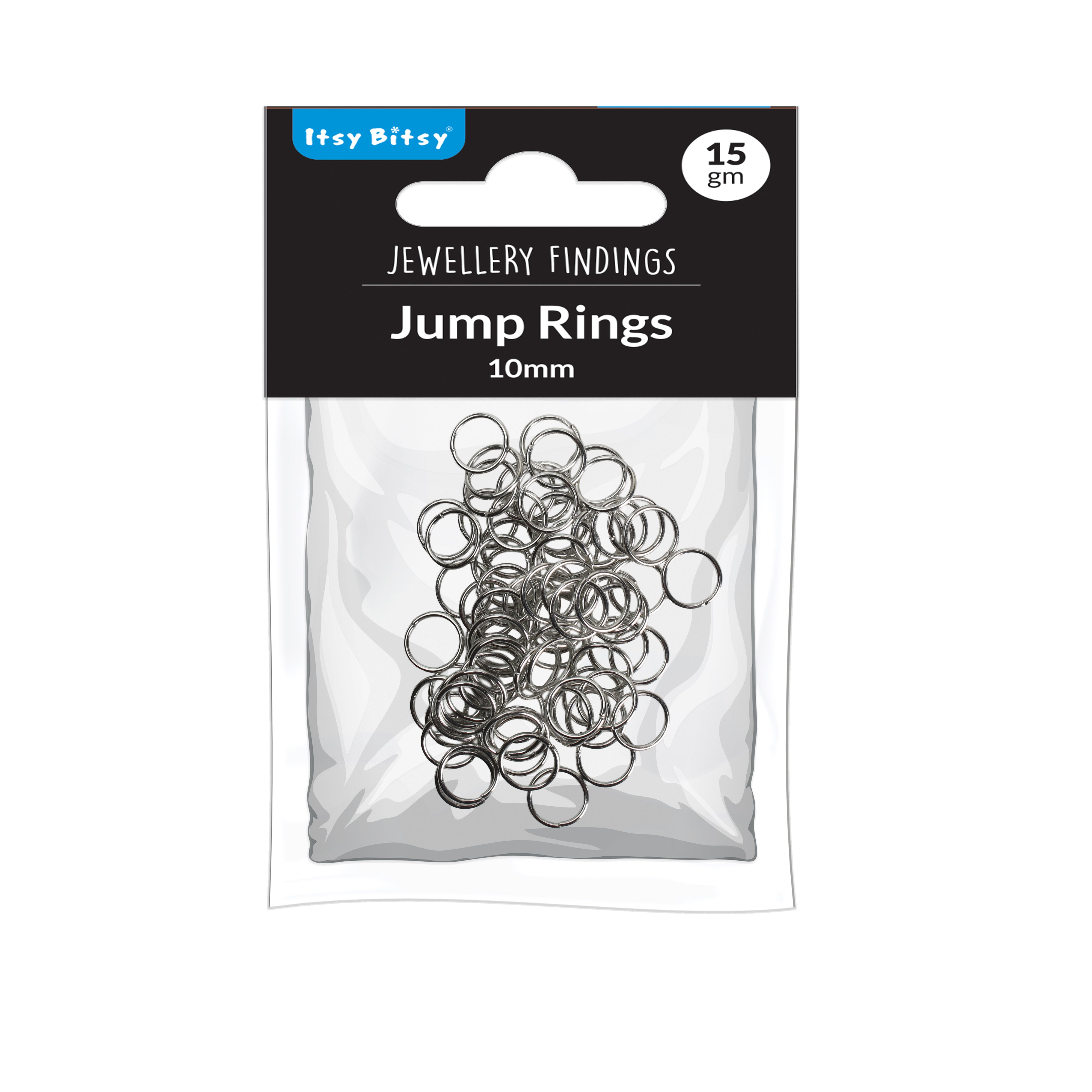 Jewellery Findings Jump Ring Open Nickel 10mm 15gm