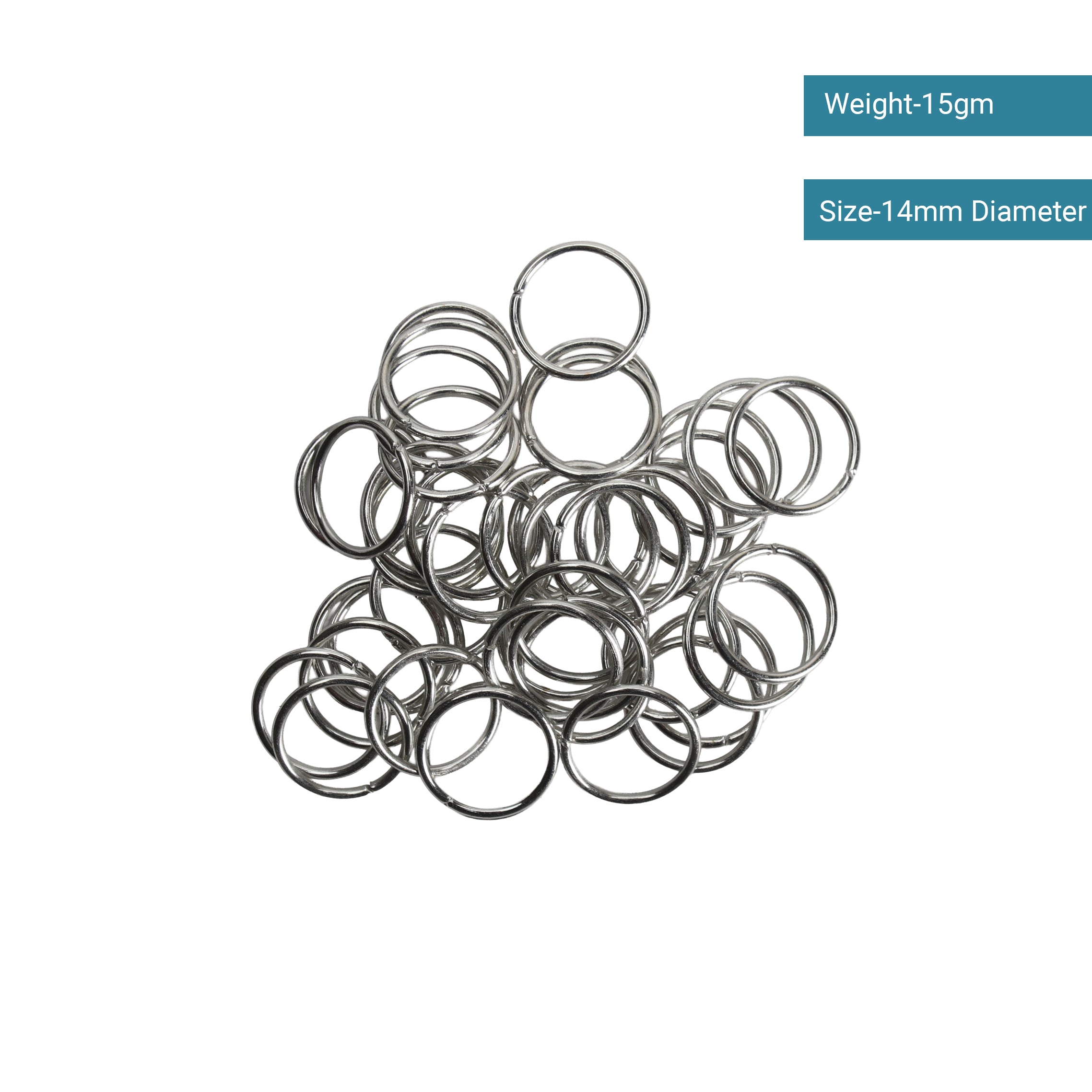 Jewellery Findings Jump Ring Open Nickel 14mm 15gm