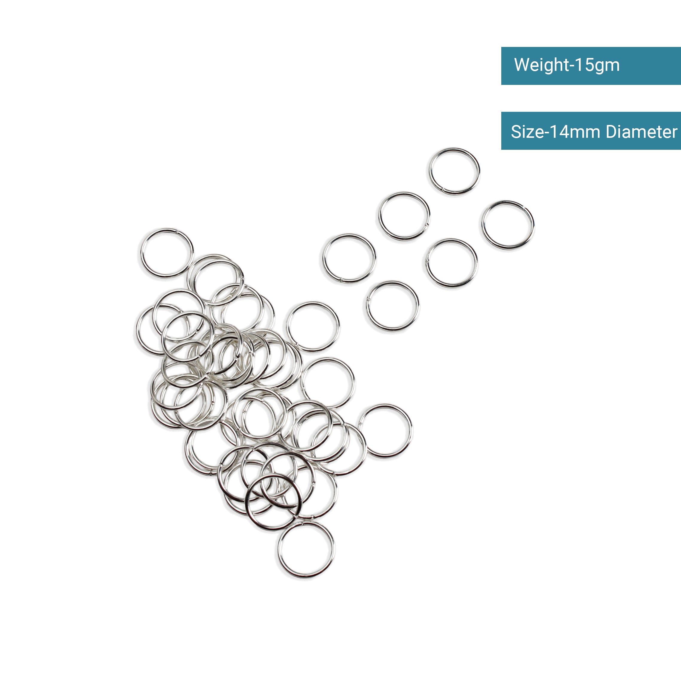 Jewellery Findings Jump Ring Open Silver 14mm 15gm