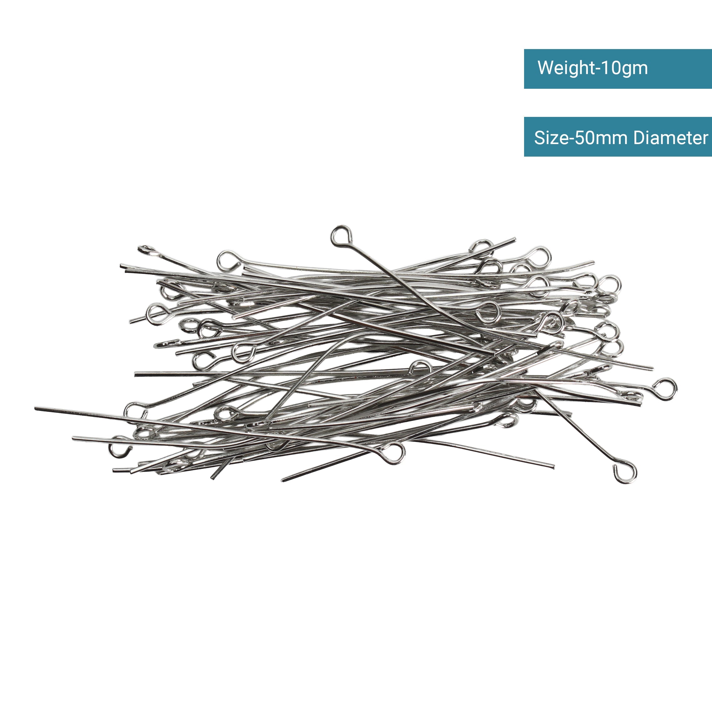 Jewellery Findings Eye Pin Nickel 50mm 10gm