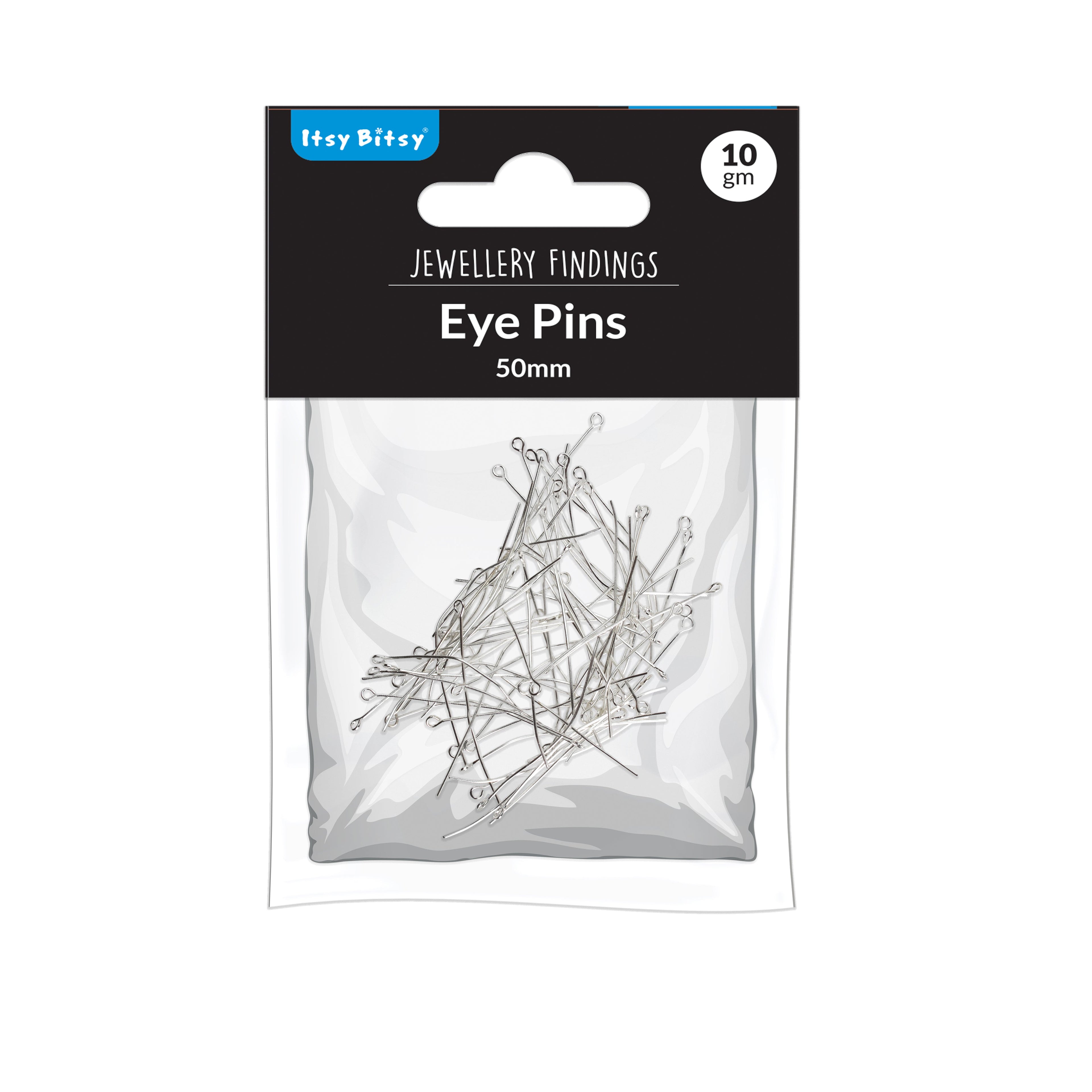 Jewellery Findings Eye Pin Silver 50mm 10gm