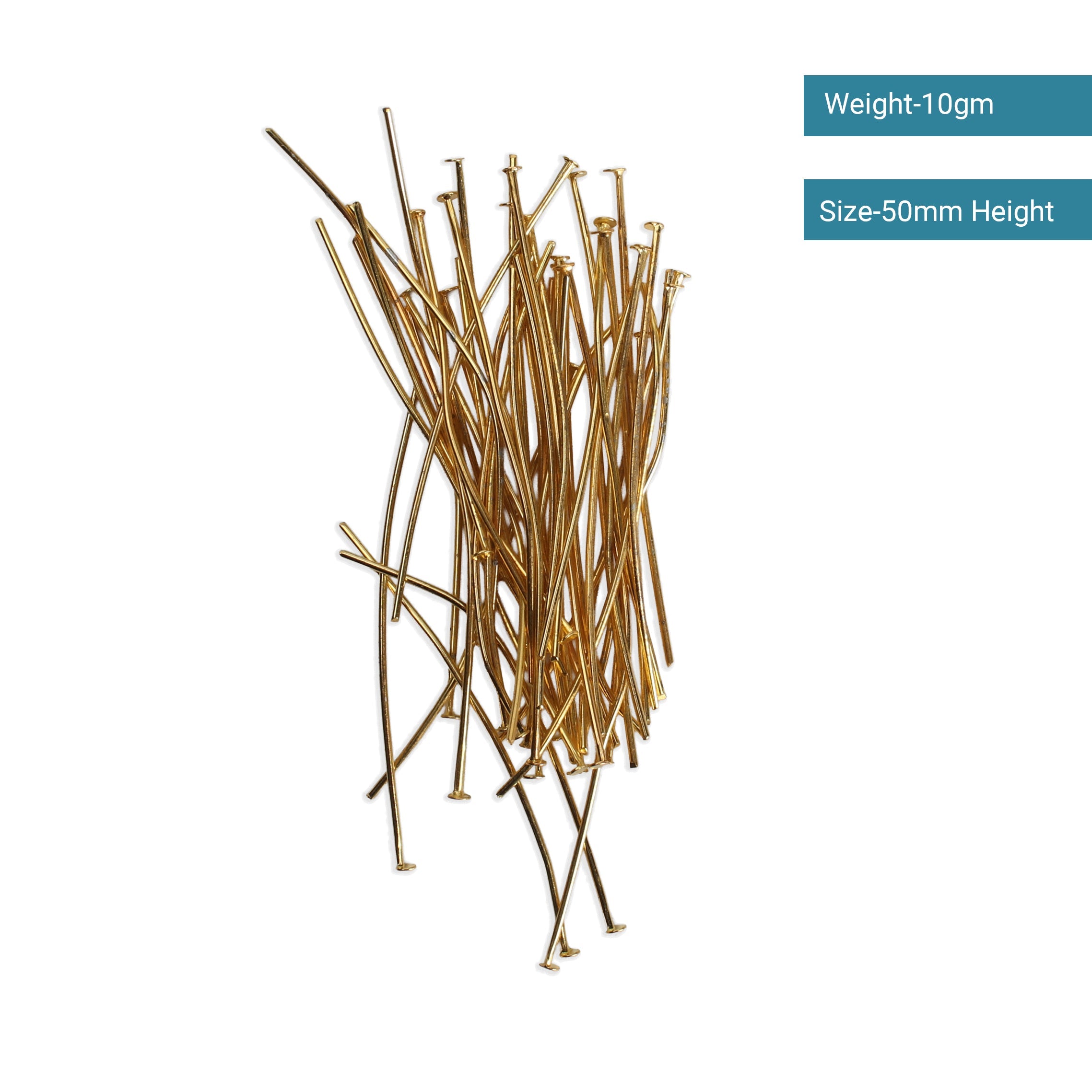 Jewellery Findings Head Pin Gold 50mm 10gm