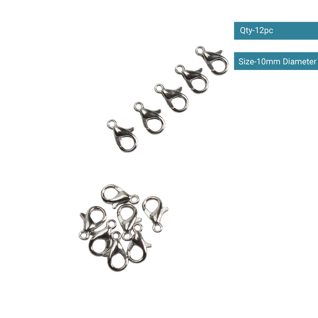 Jewellery Findings Lobster Clasp Nickel 10mm 12pc