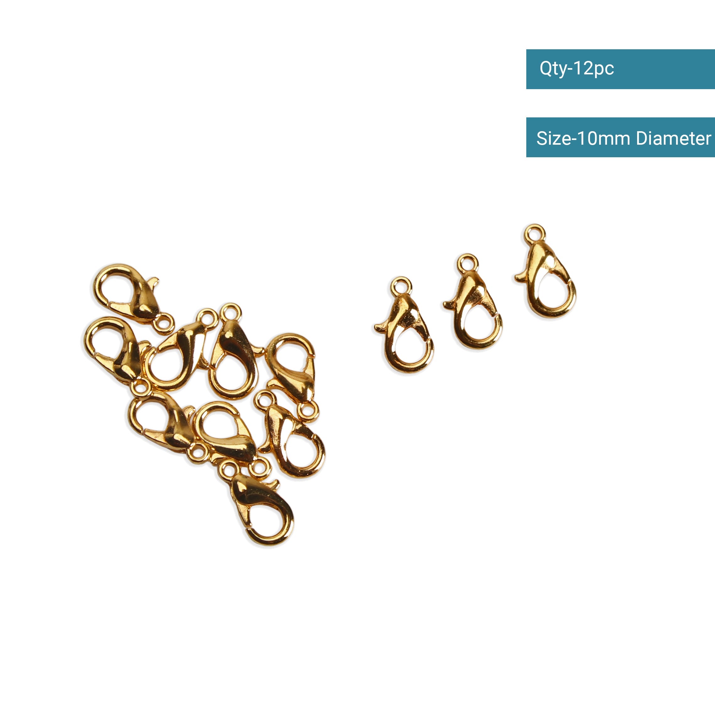 Jewellery Findings Lobster Clasp Gold 10mm 12pc
