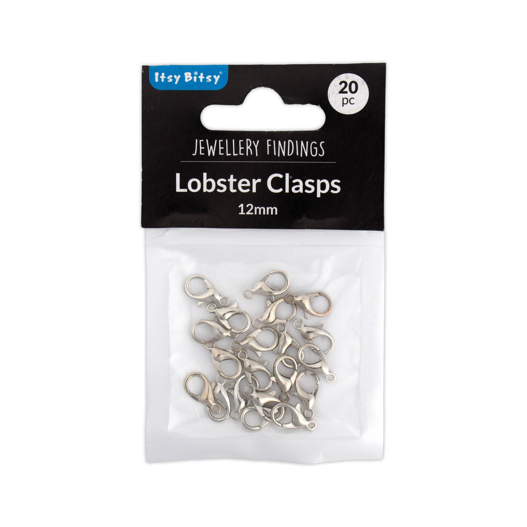 Jewellery Findings Lobster Clasp Silver 12mm 20pc