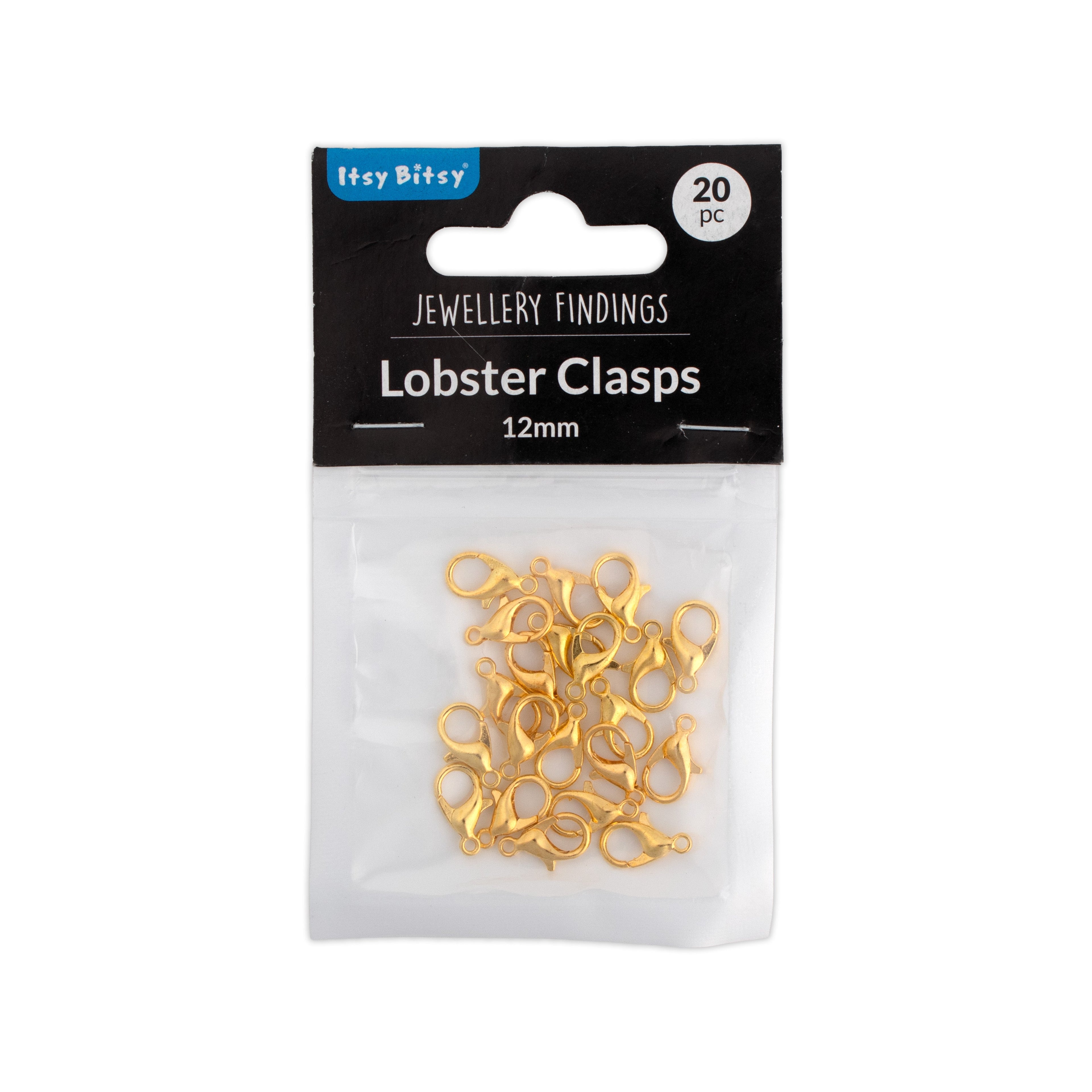 Jewellery Findings Lobster Clasp Gold 12mm 20pc
