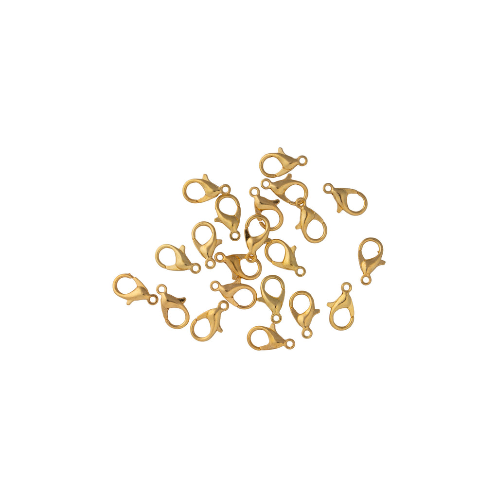 Jewellery Findings Lobster Clasp Gold 12mm 20pc