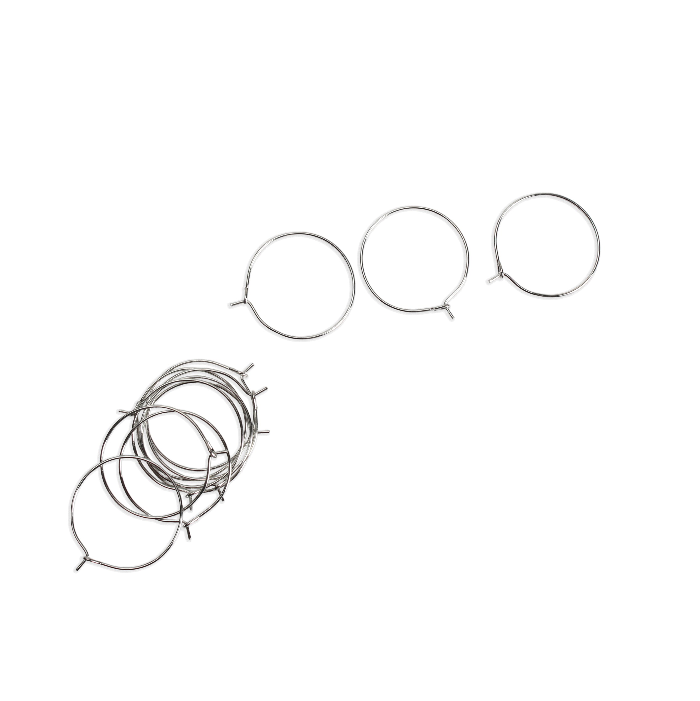 Jewellery Findings Ear Hoop Round Nickel 25mm 12pc