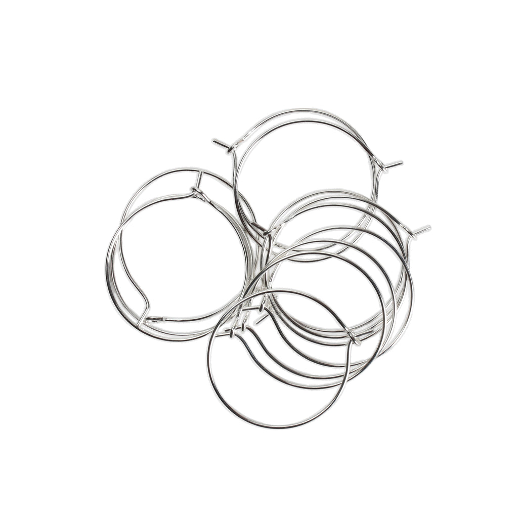 Jewellery Findings Ear Hoop Round Silver 25mm 12pc