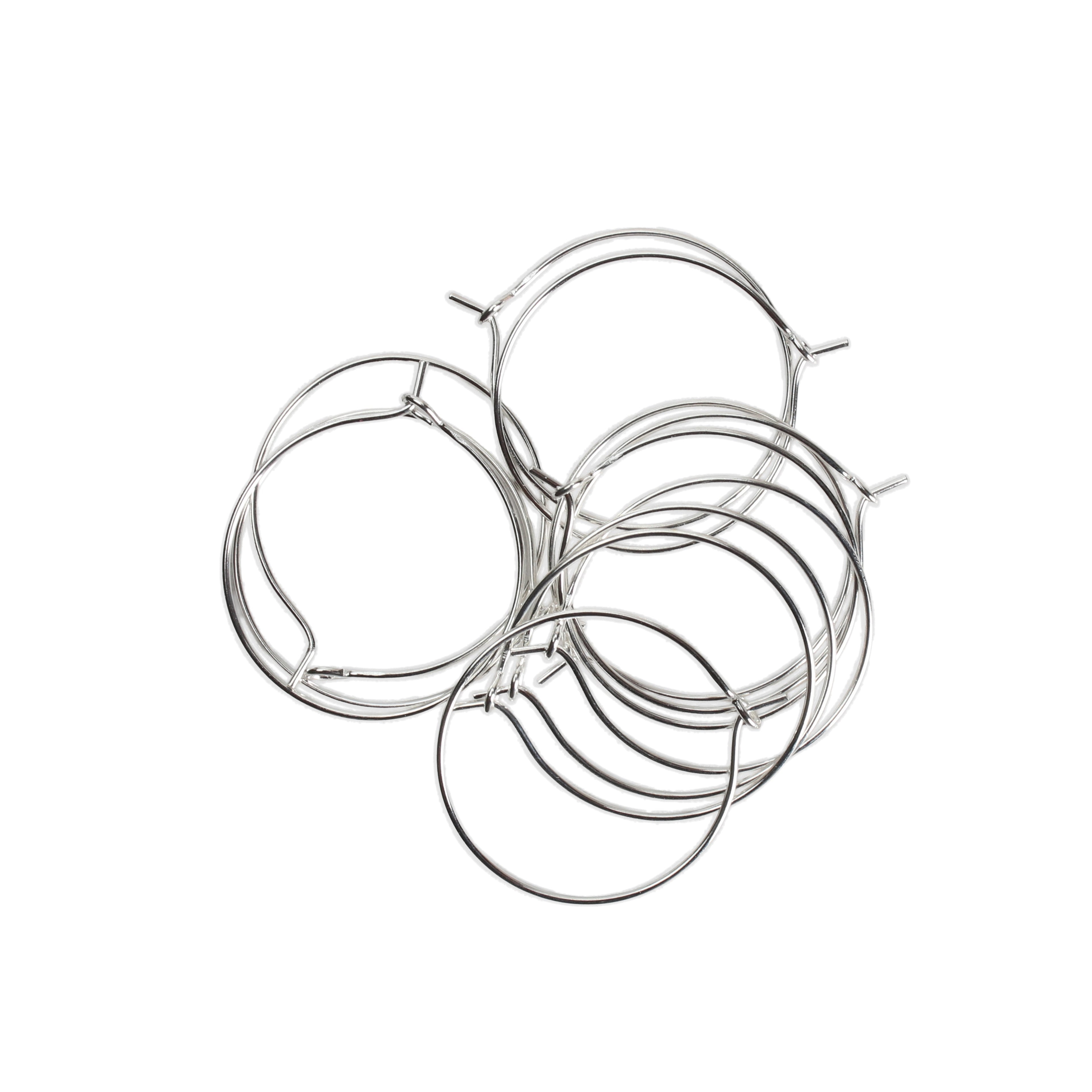 Jewellery Findings Ear Hoop Round Silver 25mm 12pc
