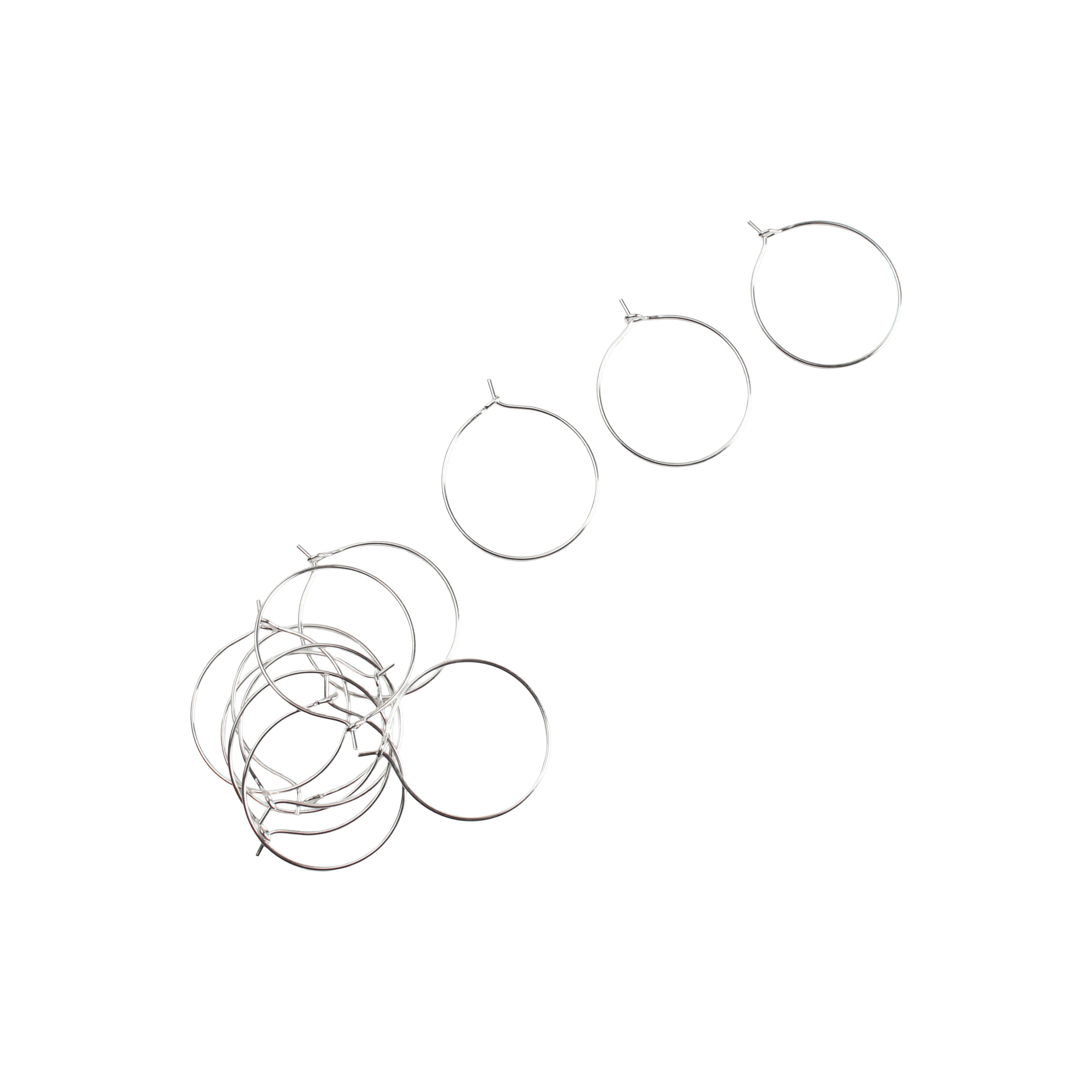 Jewellery Findings Ear Hoop Round Silver 25mm 12pc