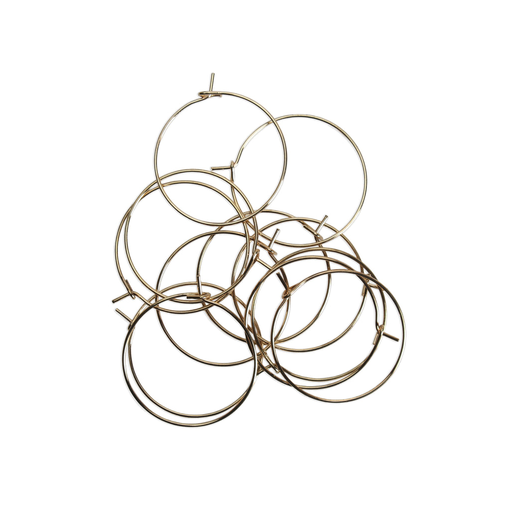 Jewellery Findings Ear Hoop Round Gold 25mm 12pc