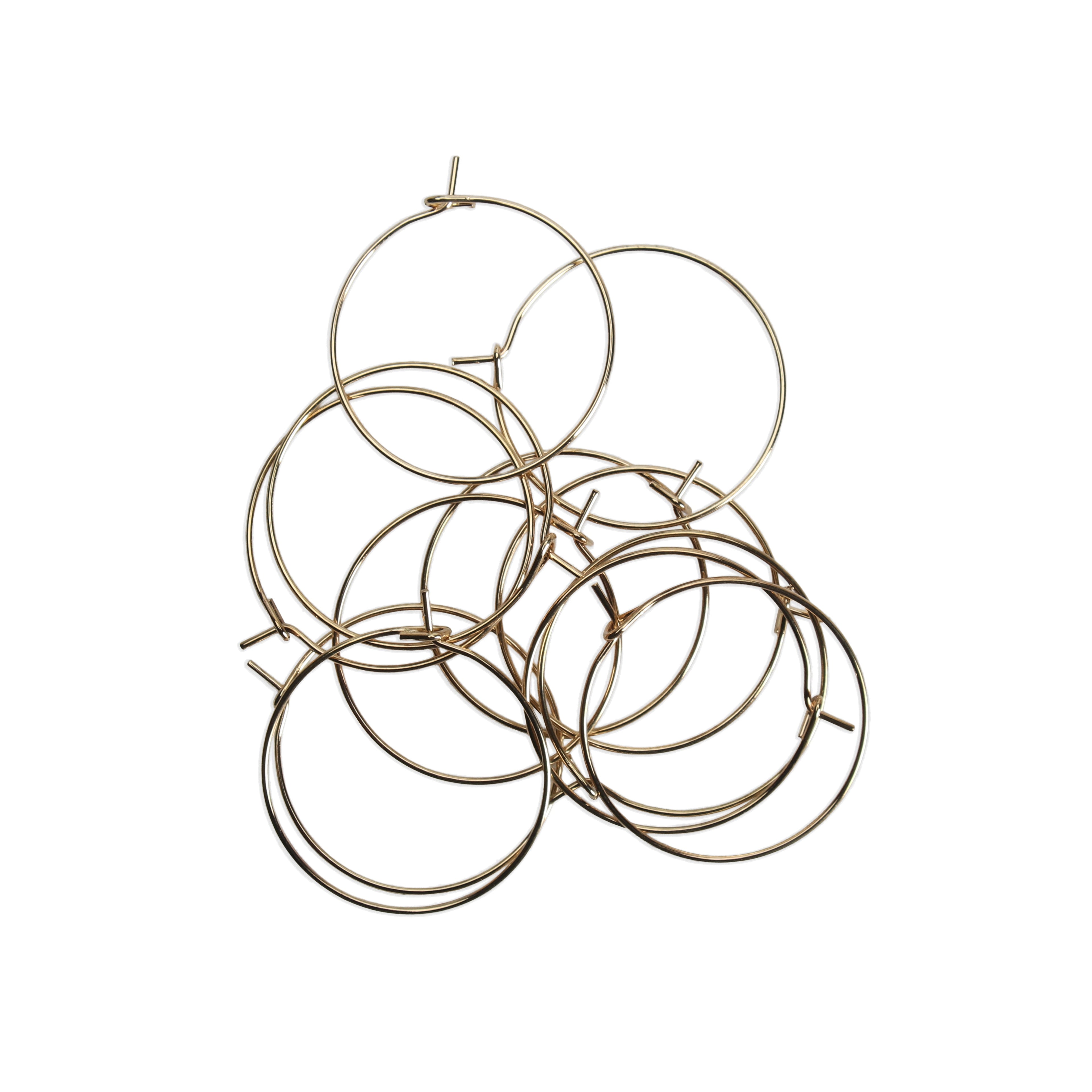 Jewellery Findings Ear Hoop Round Gold 25mm 12pc
