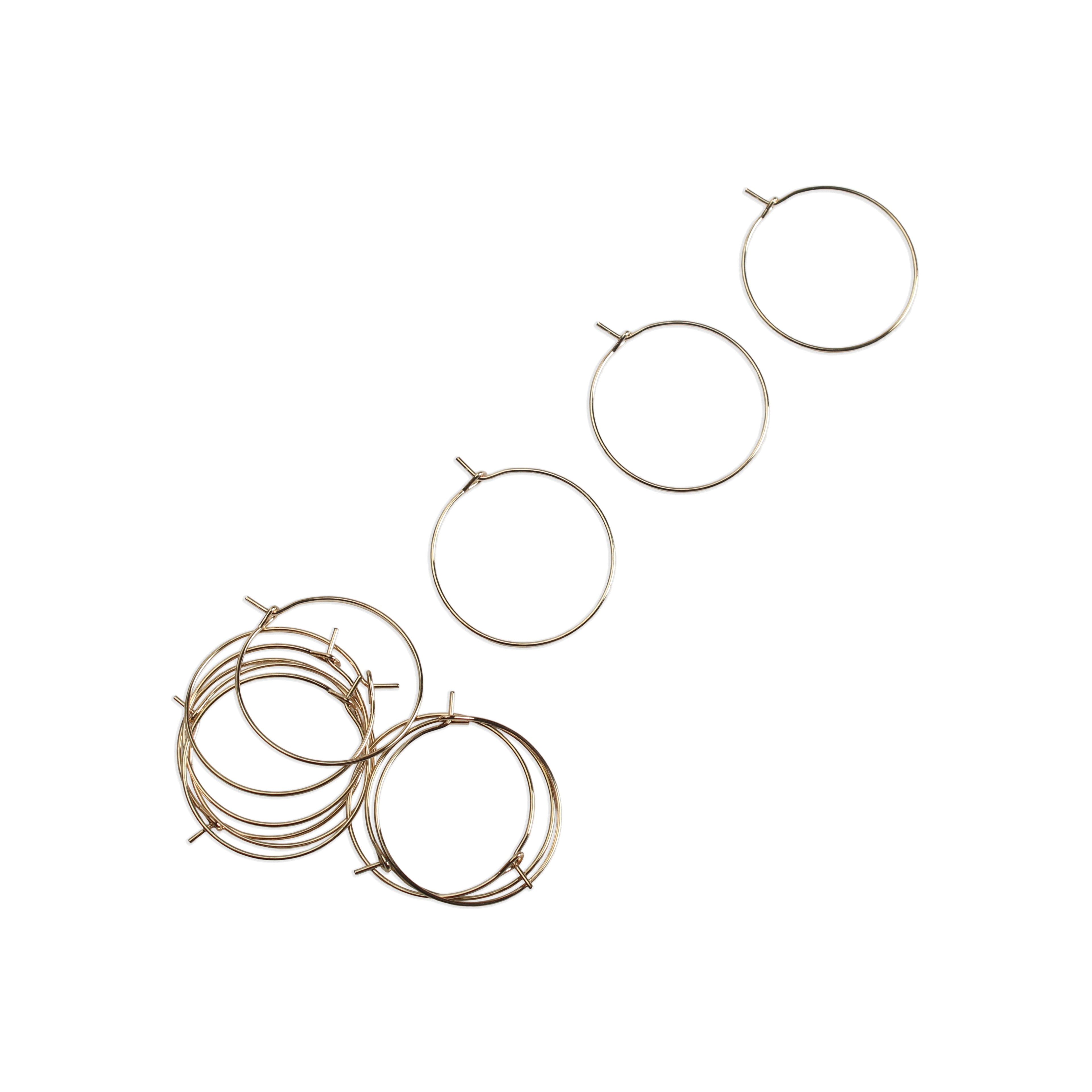 Jewellery Findings Ear Hoop Round Gold 25mm 12pc