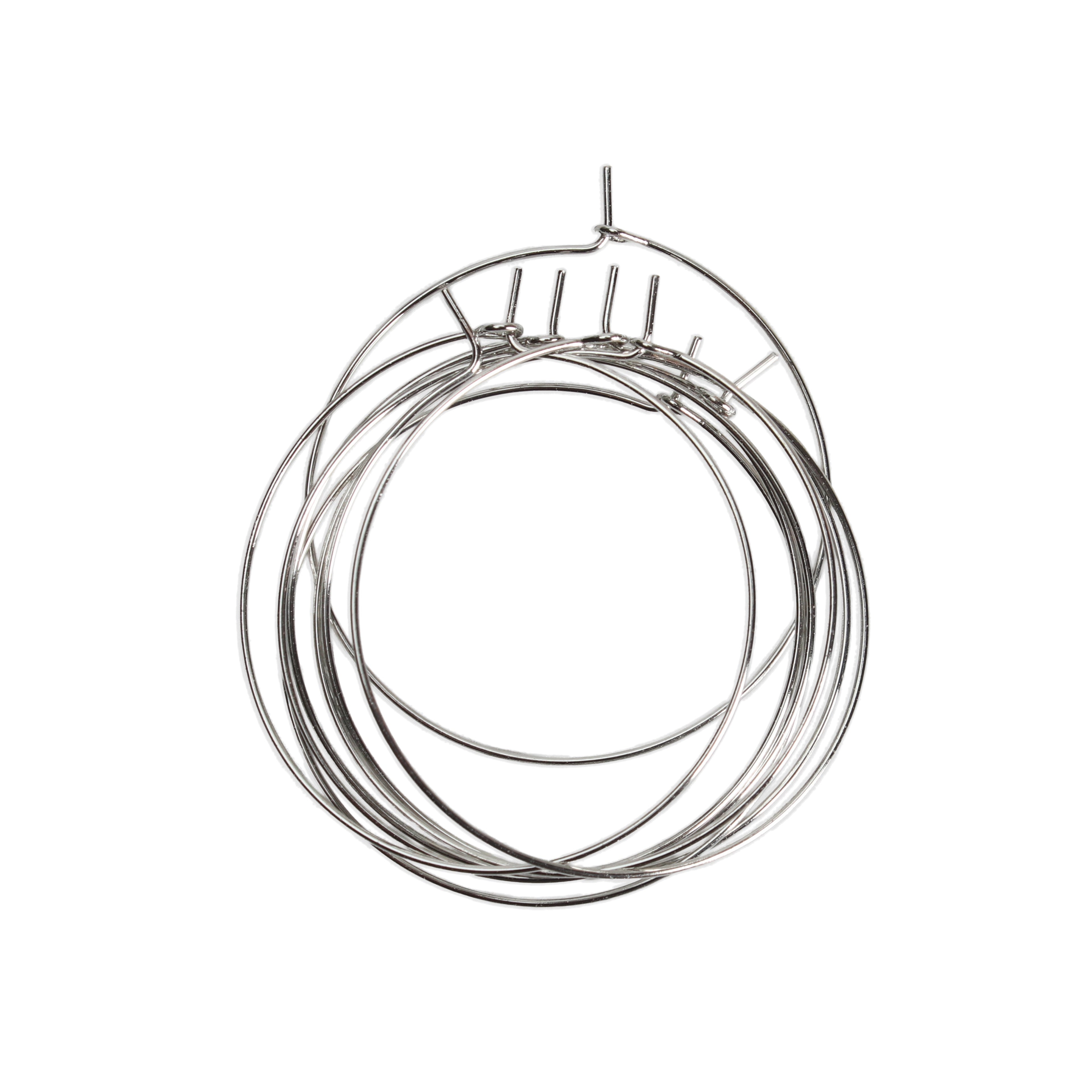 Jewellery Findings Ear Hoop Round Nickel 40mm Dia 8pc