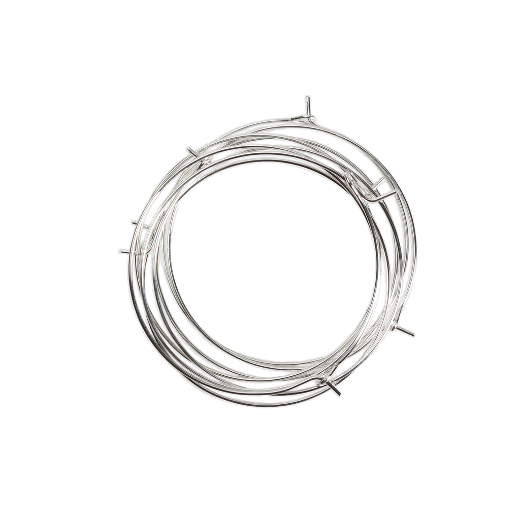 Jewellery Findings Ear Hoop Round Silver 40mm Dia 8pc