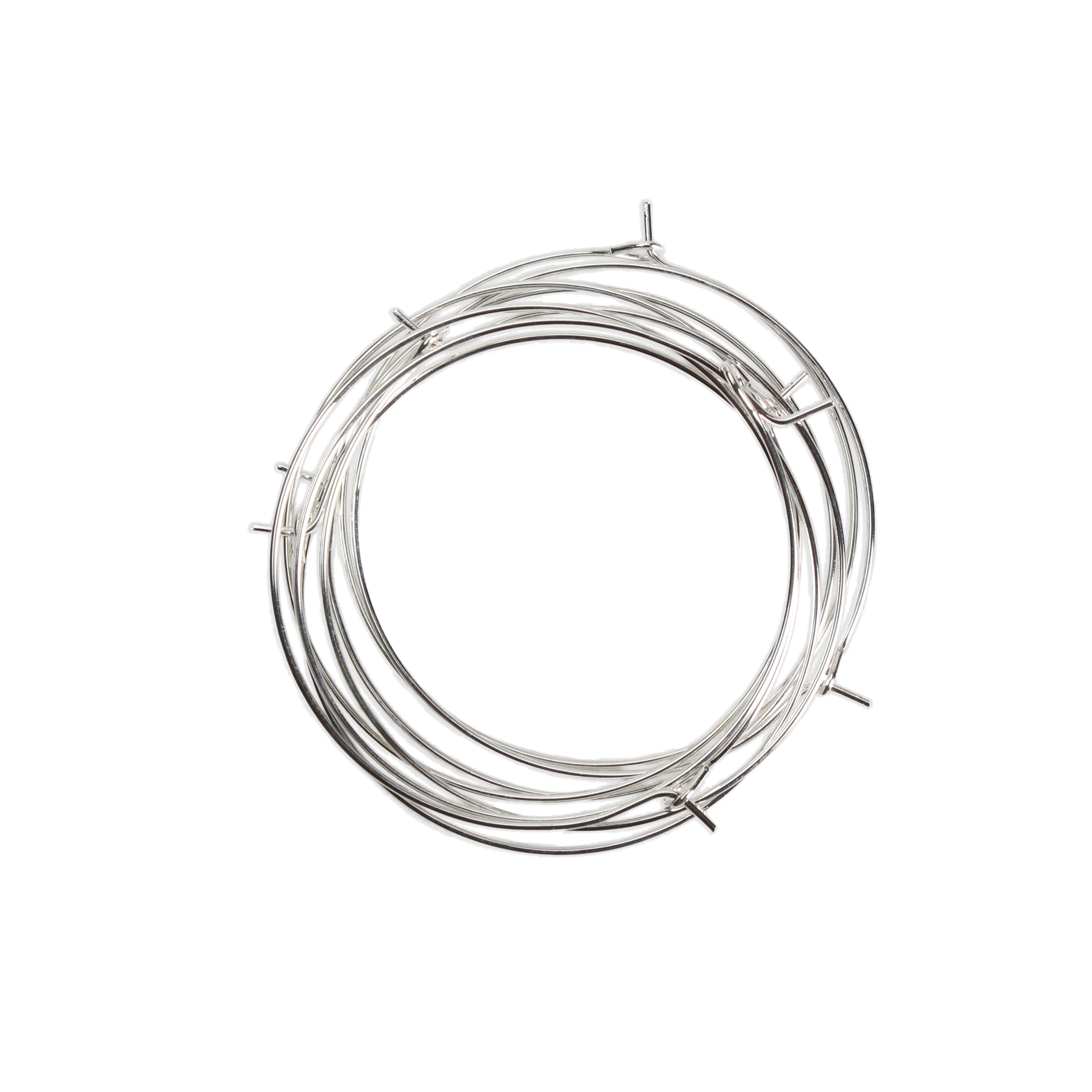 Jewellery Findings Ear Hoop Round Silver 40mm Dia 8pc