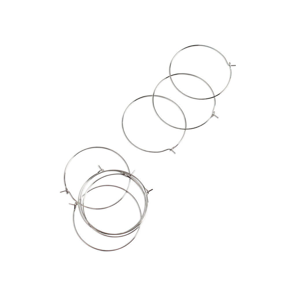 Jewellery Findings Ear Hoop Round Silver 40mm Dia 8pc