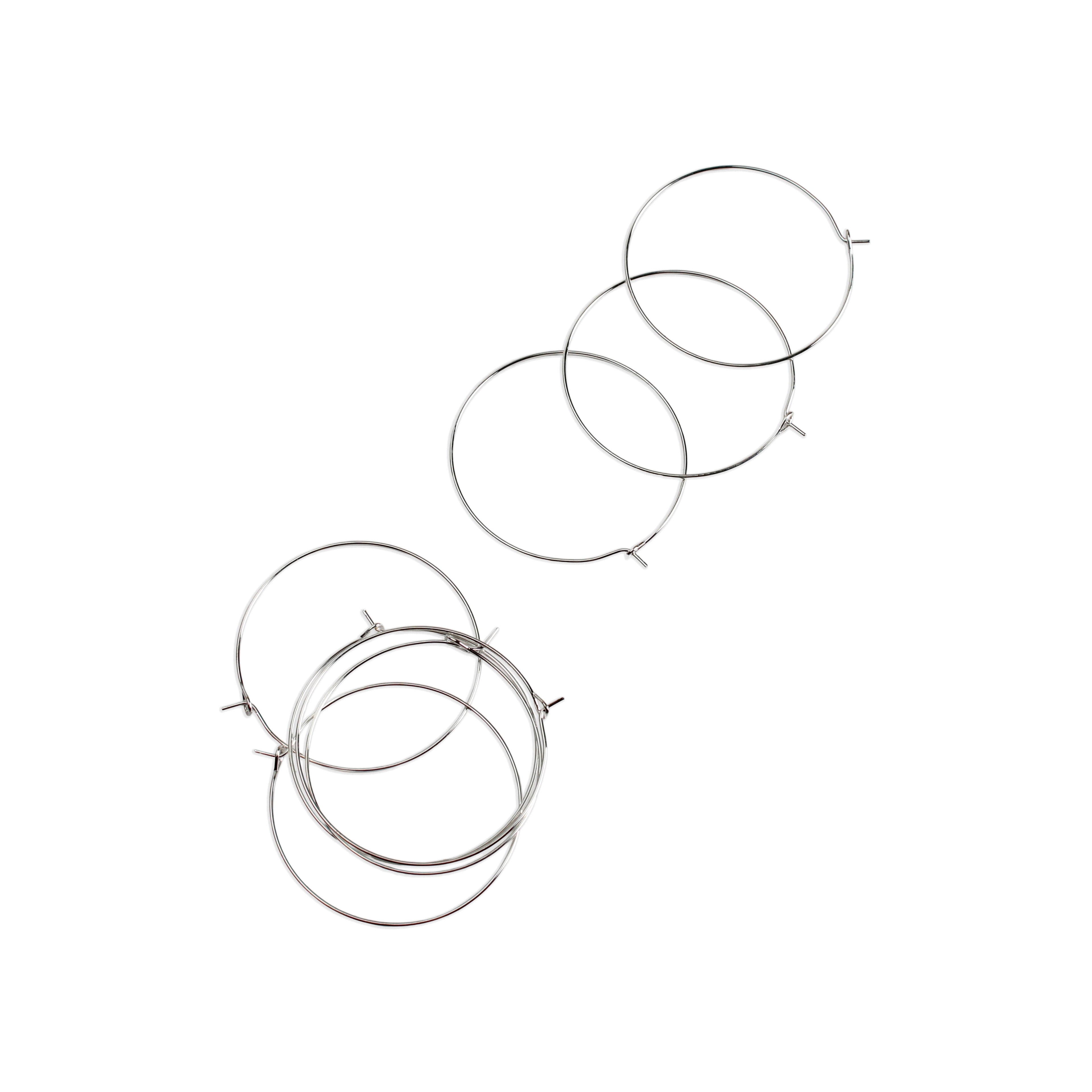 Jewellery Findings Ear Hoop Round Silver 40mm Dia 8pc
