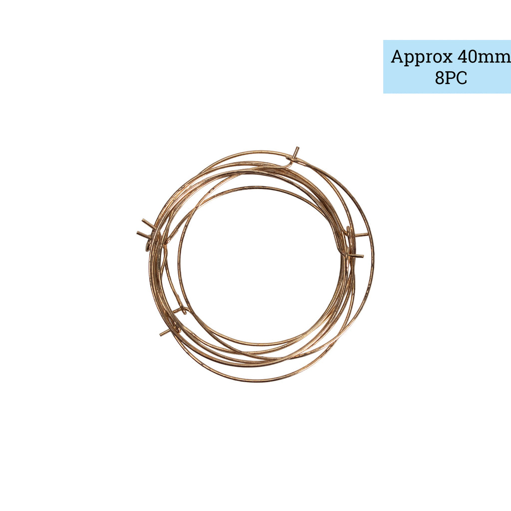 Jewellery Findings Ear Hoop Round Gold 40mm Dia 8pc