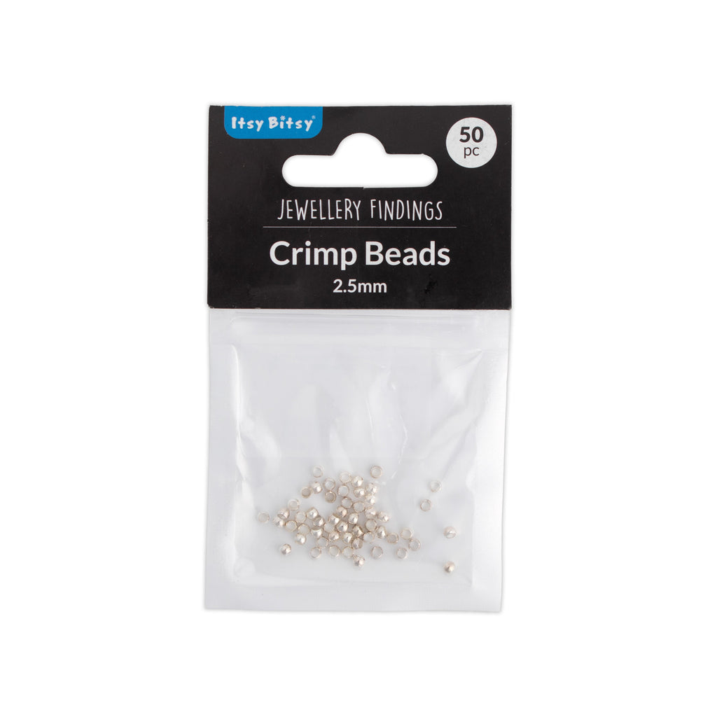 Jewellery Findings Crimp Beads Silver 2.5mm 50pc