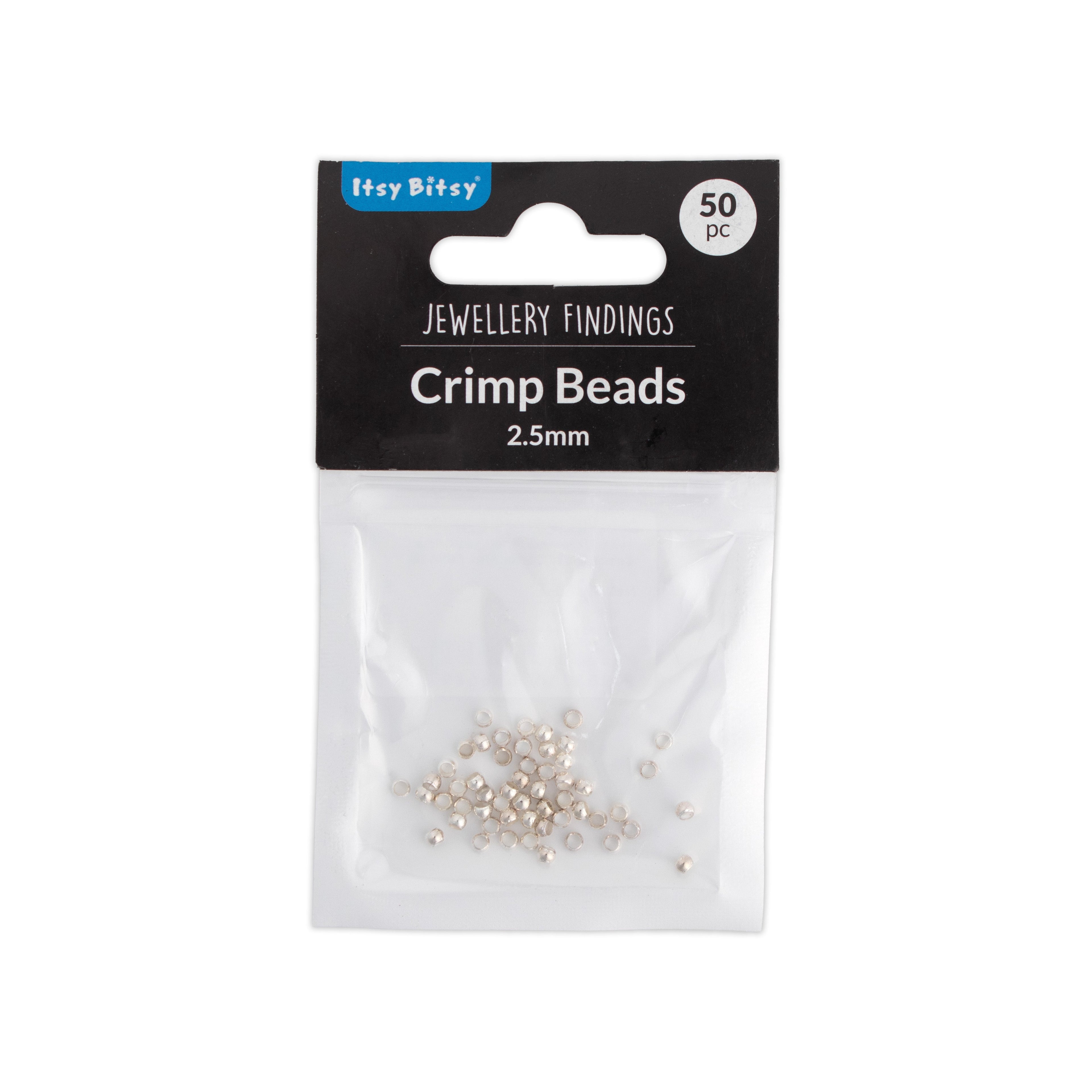 Jewellery Findings Crimp Beads Silver 2.5mm 50pc