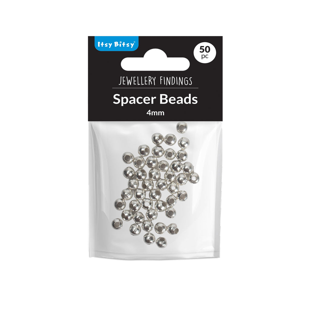 Jewellery Findings Metal Spacer Beads Silver 4.0mm 50pc