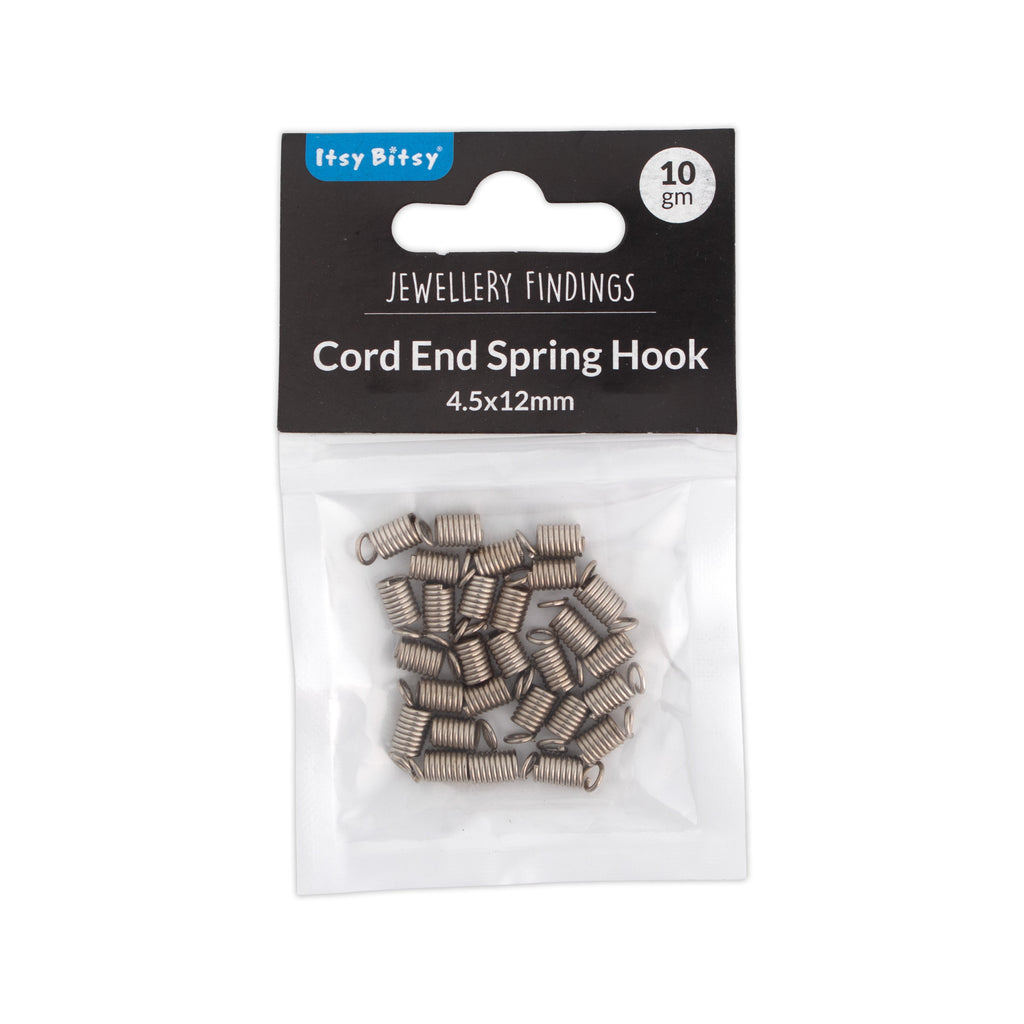 Jewellery Findings Spring Cord Ends Nickel 4.5mm 15gm