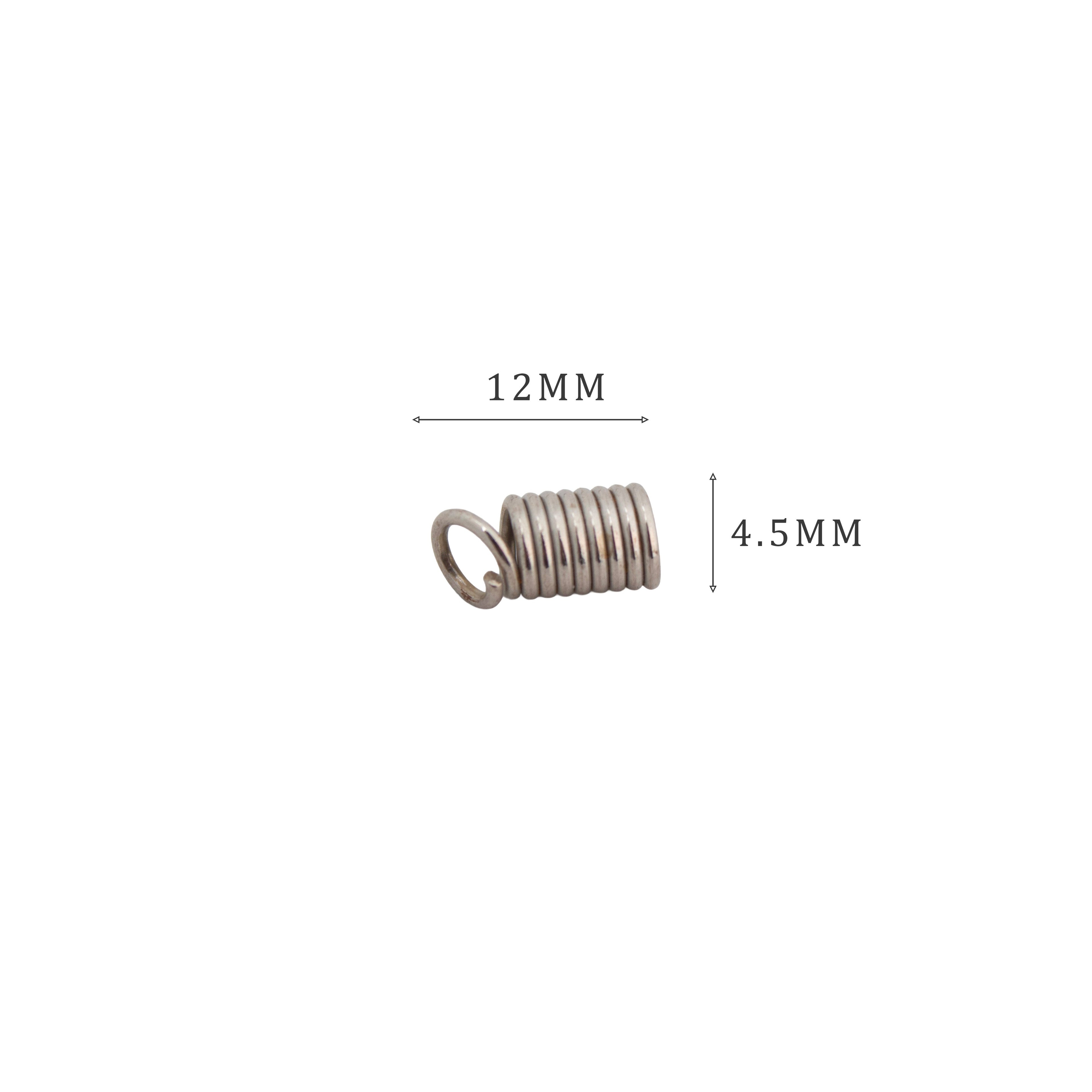 Jewellery Findings Spring Cord Ends Nickel 4.5mm 15gm