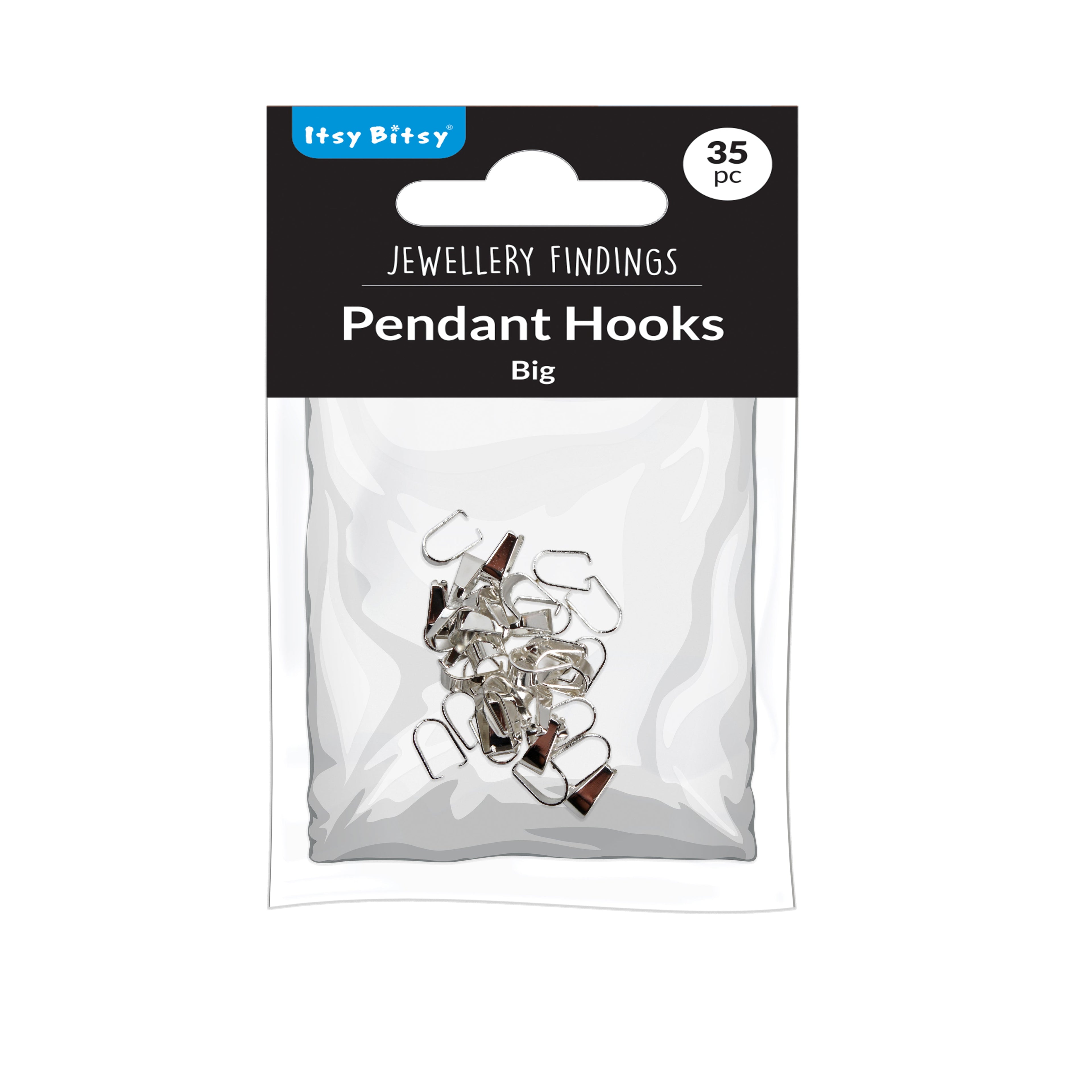 Jewellery Findings Pendant Hooks Silver Big 35pc
