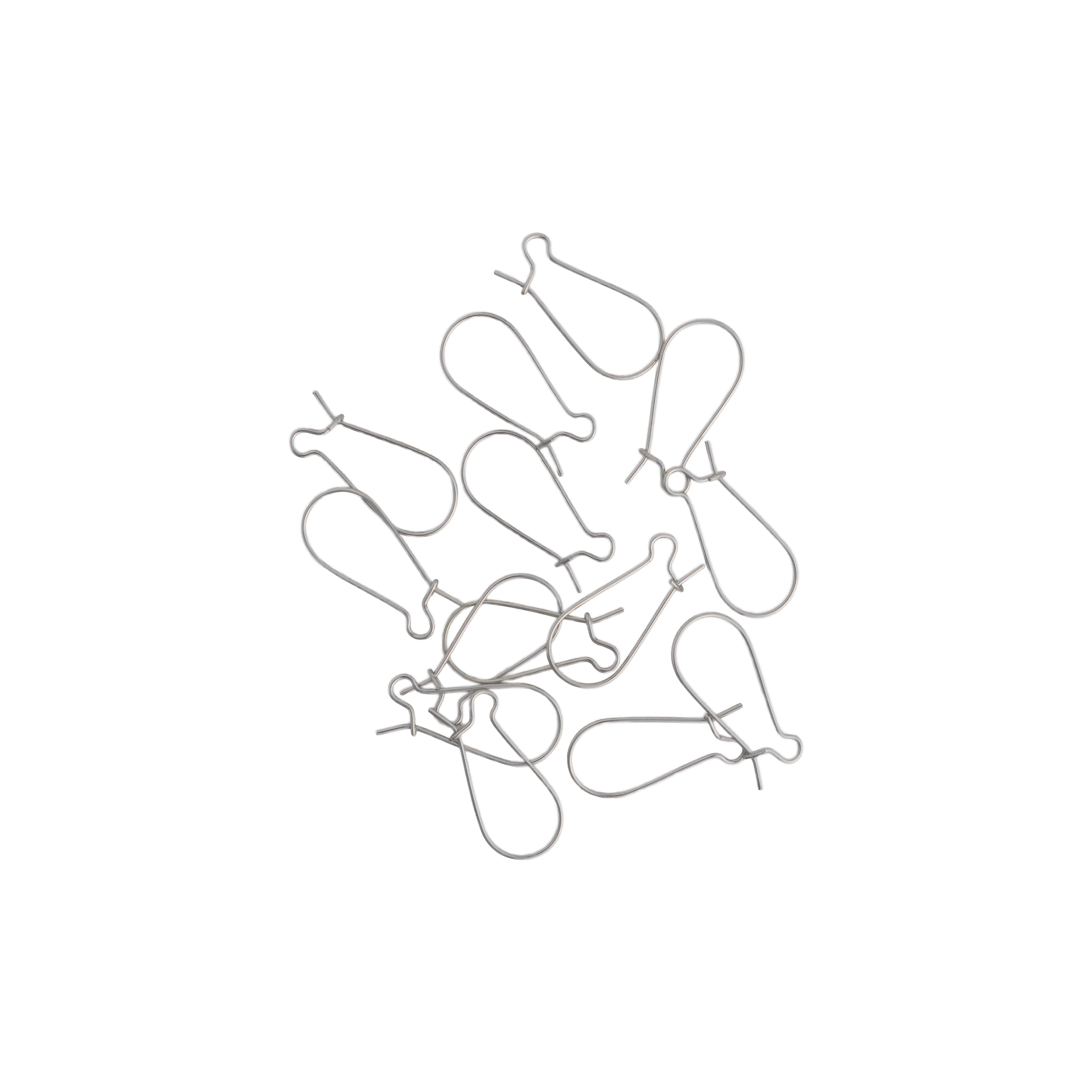 Jewellery Findings Ear Wire U Hooks Nickel 25mm 14pc