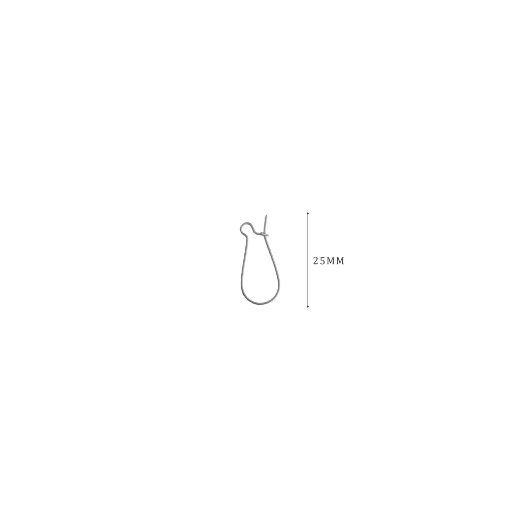 Jewellery Findings Ear Wire U Hooks Silver 25mm 14pc