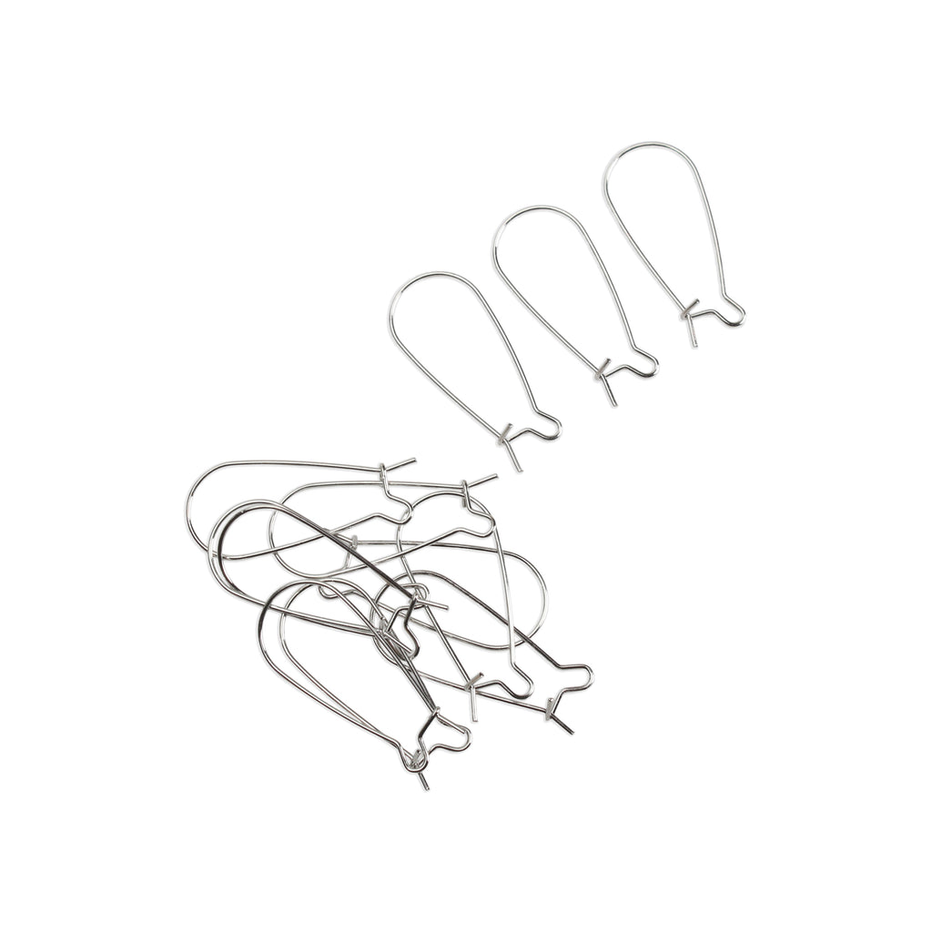 Jewellery Findings Ear Wire U Hooks Nickel 32mm 12pc