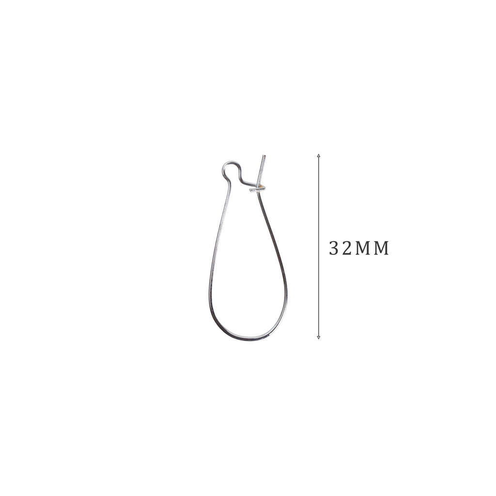 Jewellery Findings Ear Wire U Hooks Silver 32mm 12pc