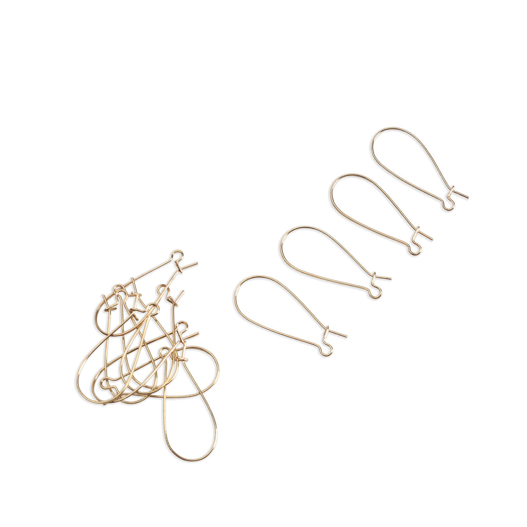 Jewellery Findings Ear Wire U Hooks Gold 32mm 12pc