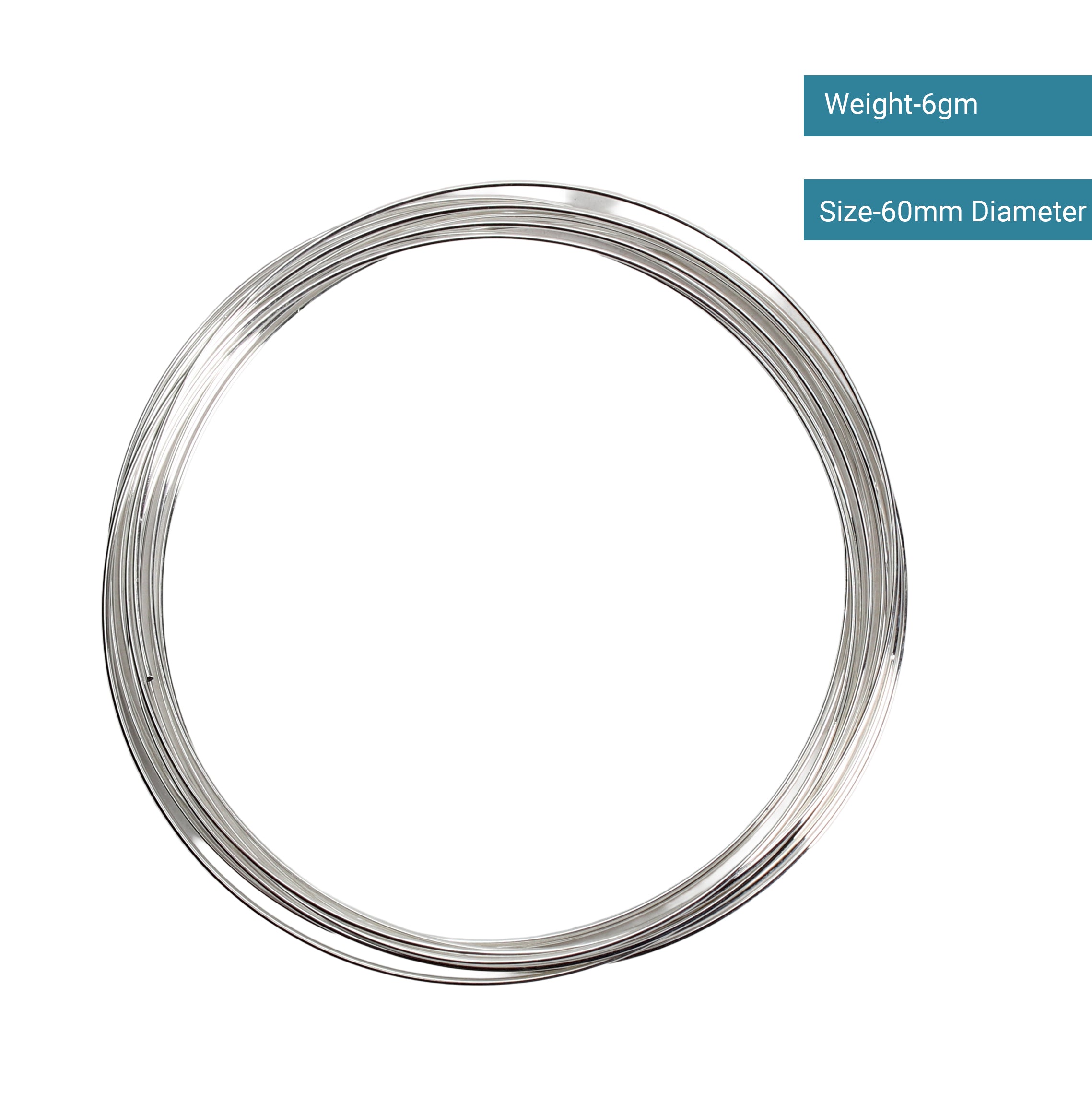 Jewellery Findings Memory Wire Silver 60mm 6gm