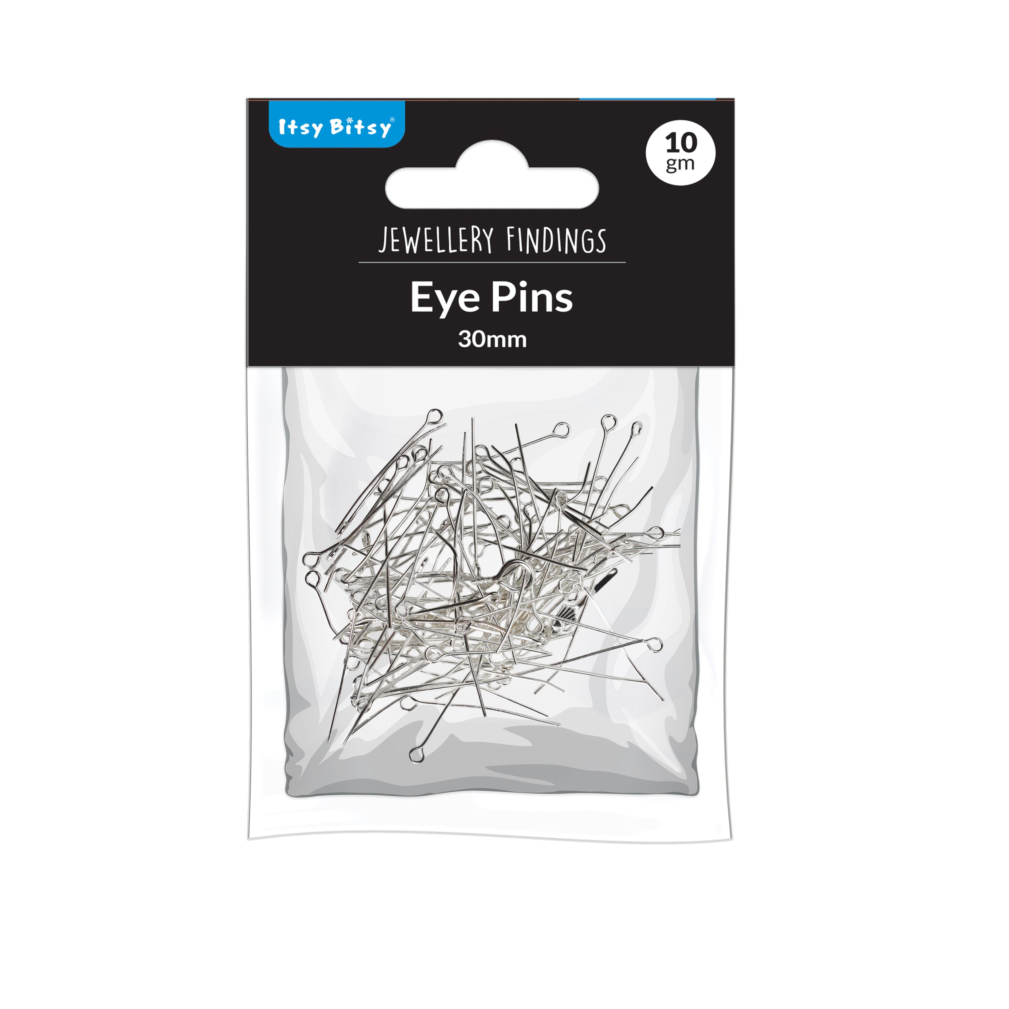Jewellery Findings Eye Pin Silver 30mm 10gm