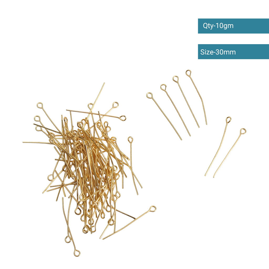 Jewellery Findings Eye Pin Gold 30mm 10gm