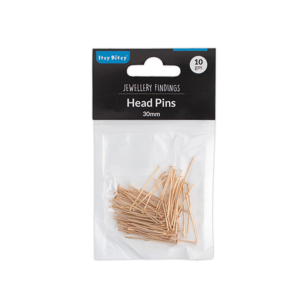Jewellery Findings Head Pin Gold 30mm 10gm
