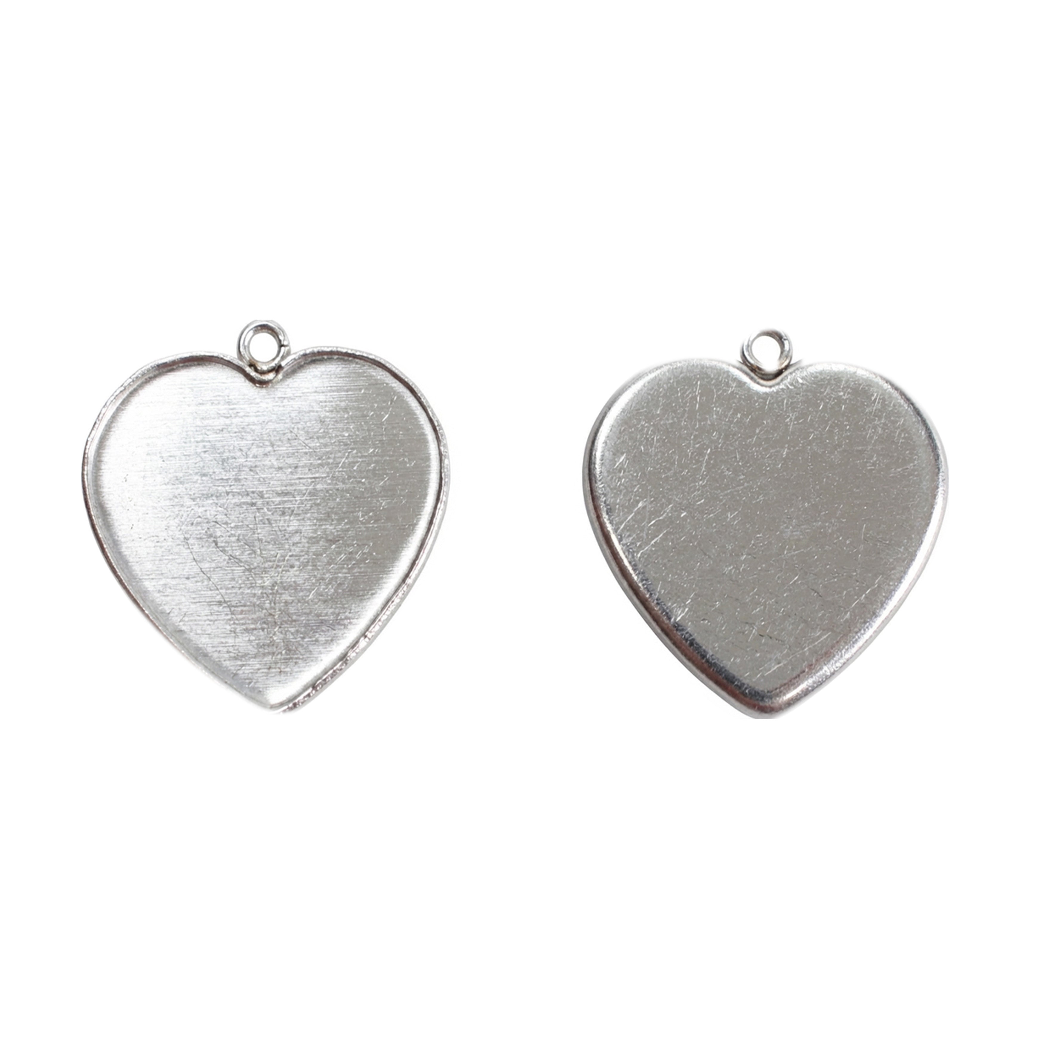 Metal Bezel Pendant Blank Heart 20 X 27mm 2pc