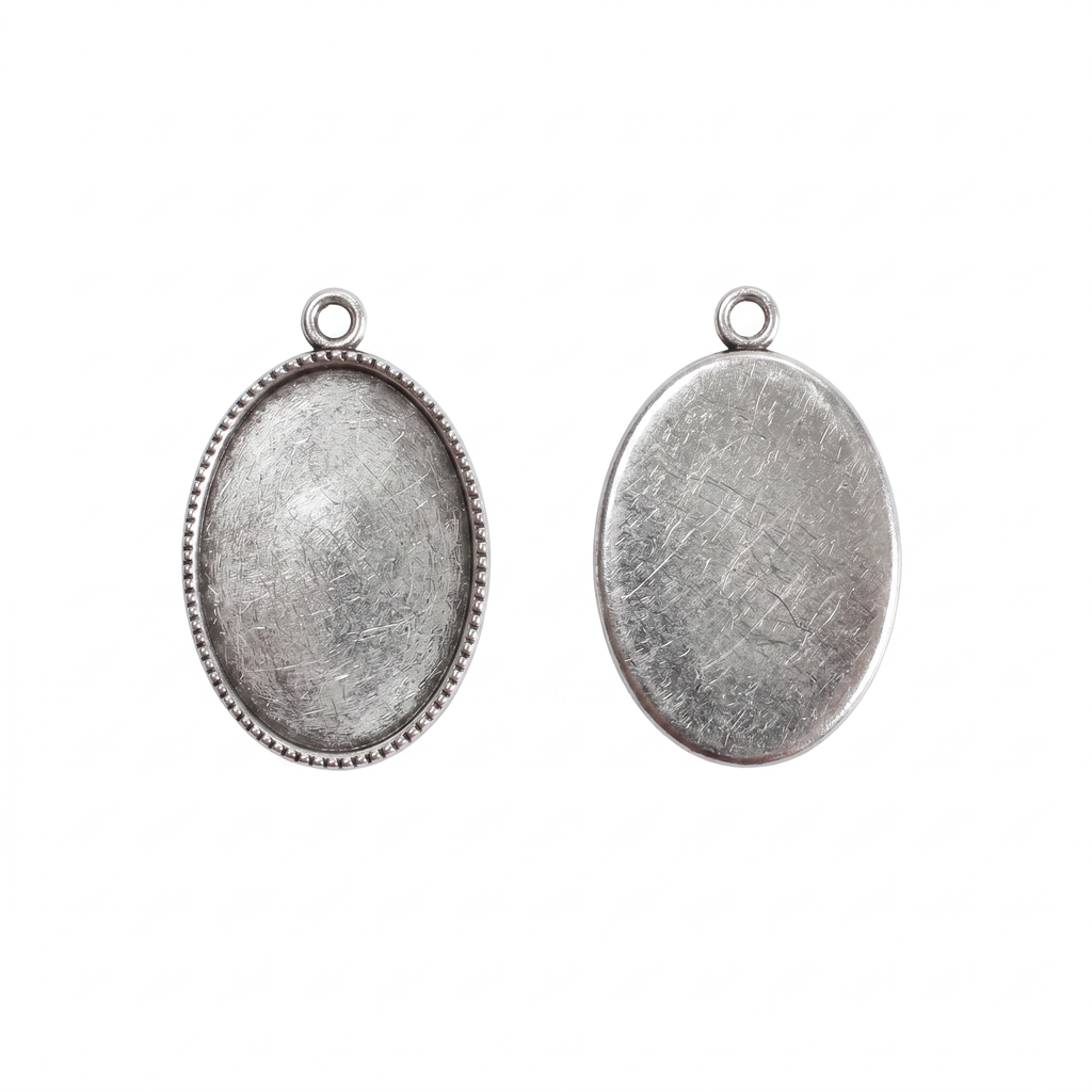 Metal Bezel Pendant Blank Oval 23 X 15mm 2pc
