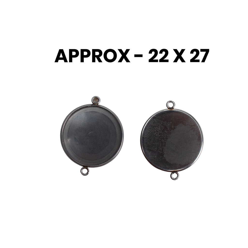 Metal Bezel Pendant Blank Round Double Sided Ring 22 X 30 mm 2pc