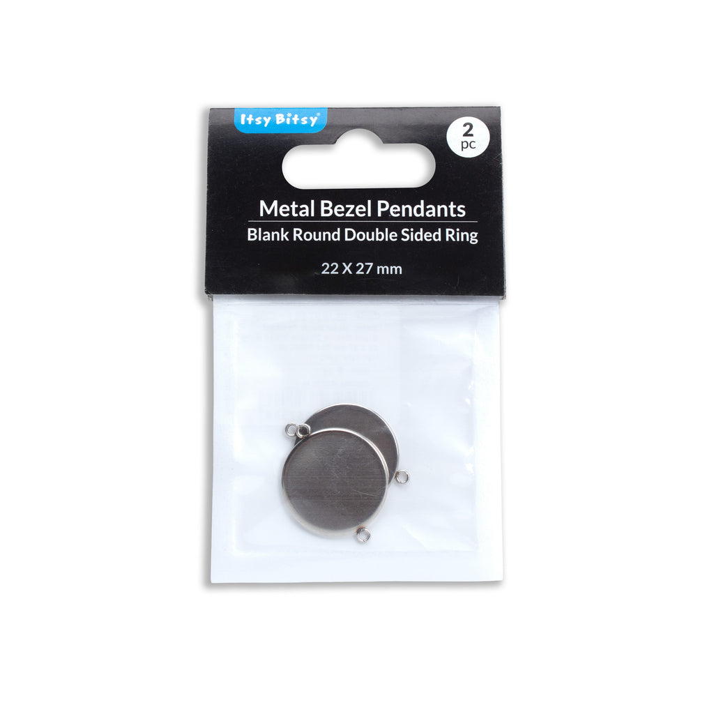 Metal Bezel Pendant Blank Round Double Sided Ring 22 X 30 mm 2pc