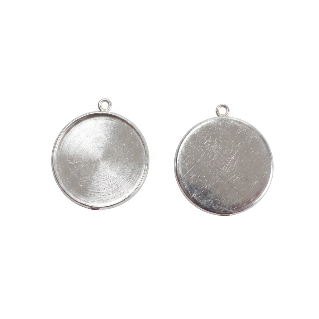 Metal Bezel Pendant Blank Round 31 X 34mm 2pc
