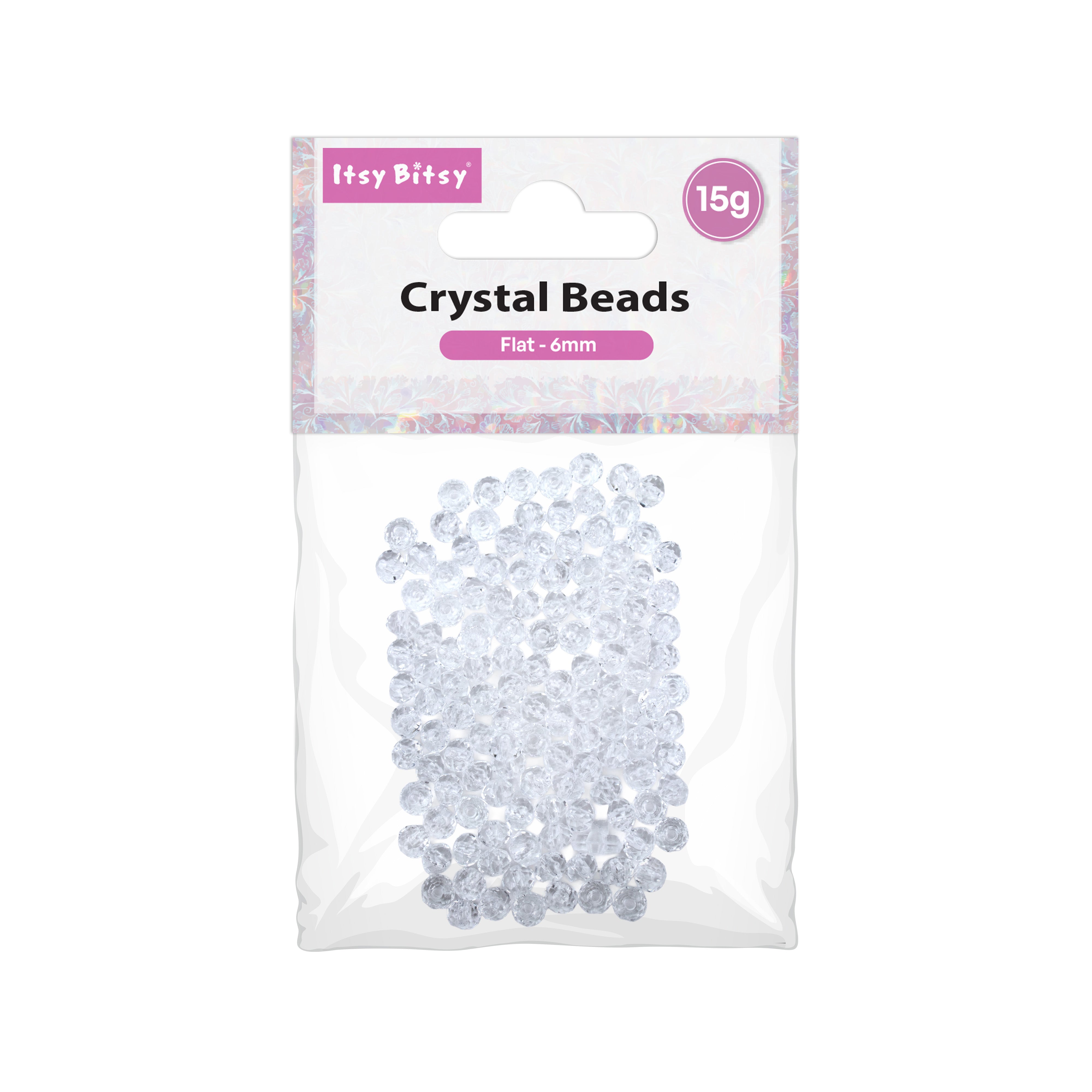 Faceted Crystal Beads Flat Transparent 8mm 15gm PBHC IB