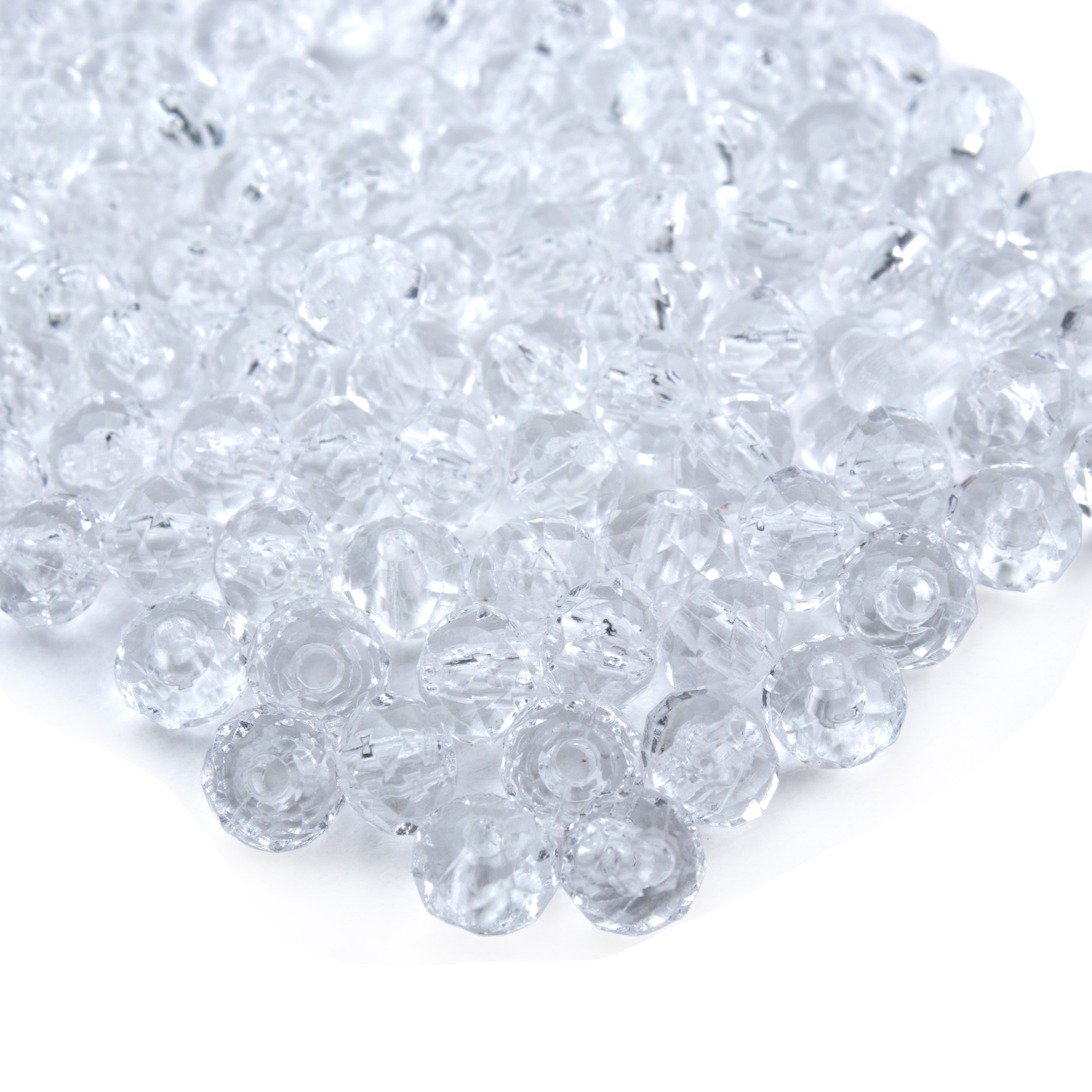 Faceted Crystal Beads Flat Transparent 8mm 15gm PBHC IB