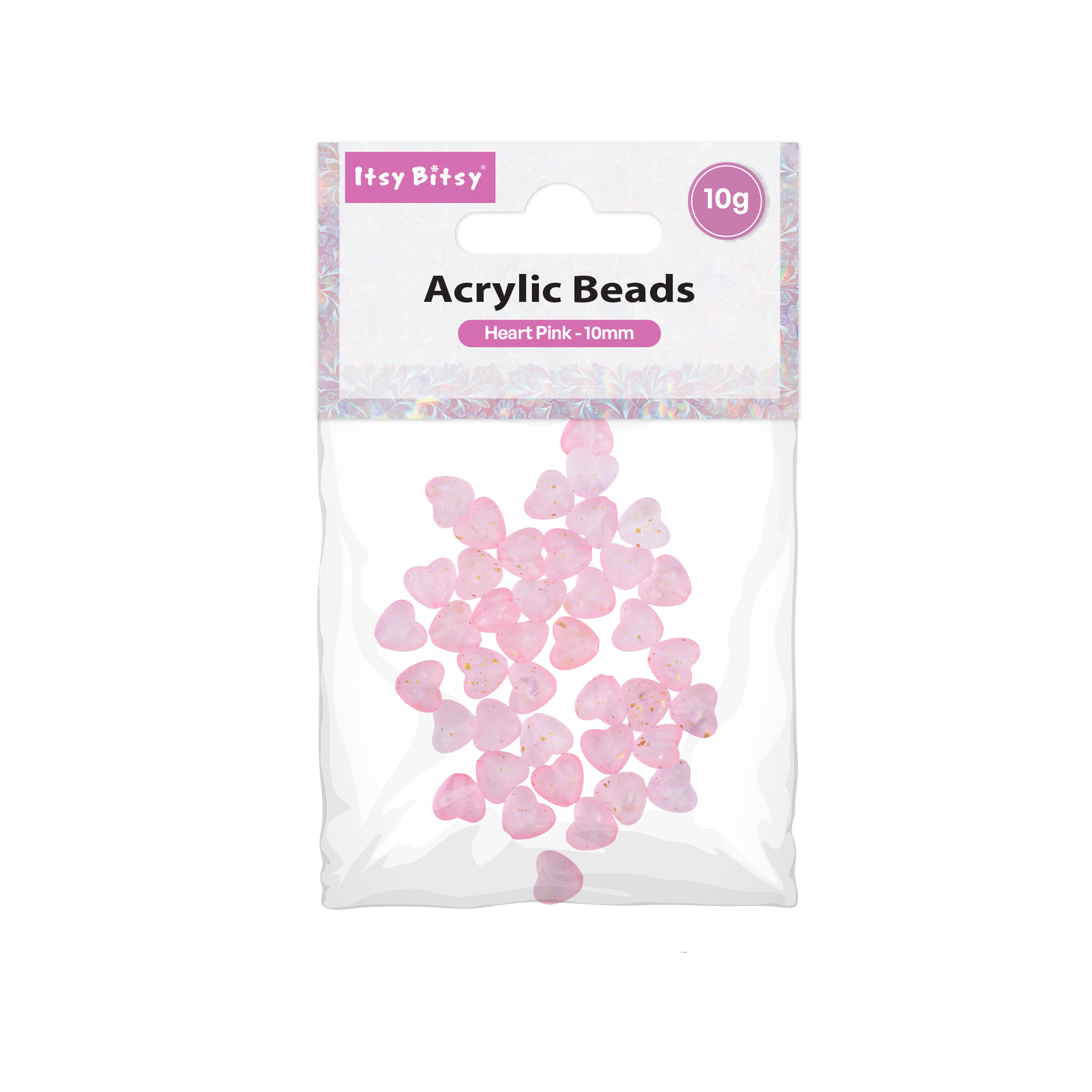Acrylic Beads Heart Pink 5mm 10gm PBHC IB