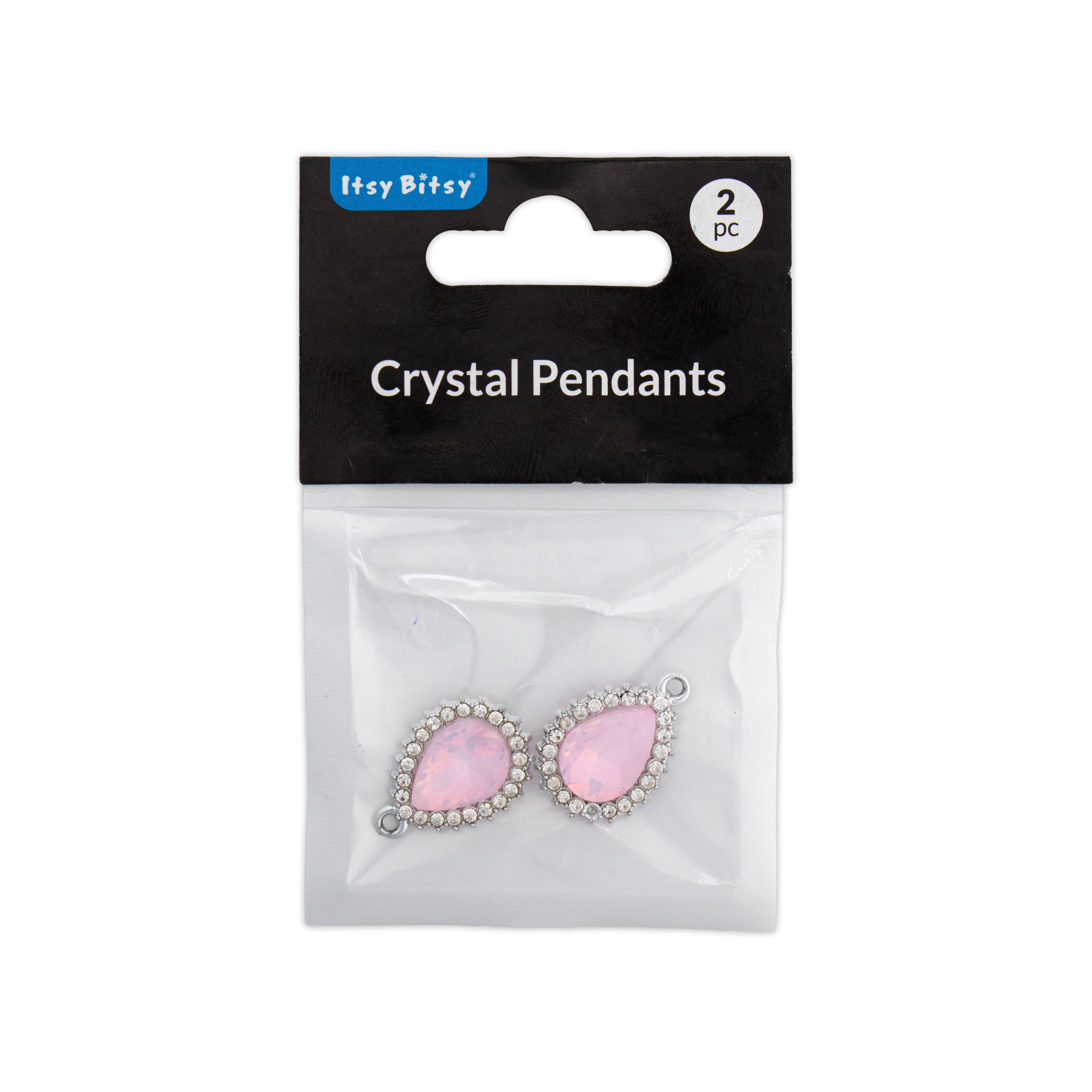 Crystal Pendant Drop Pink Pack of 2