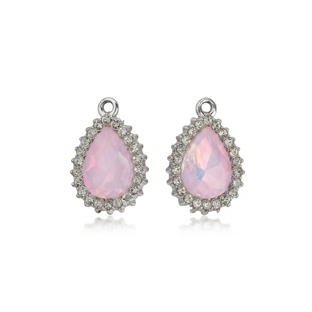 Crystal Pendant Drop Pink Pack of 2
