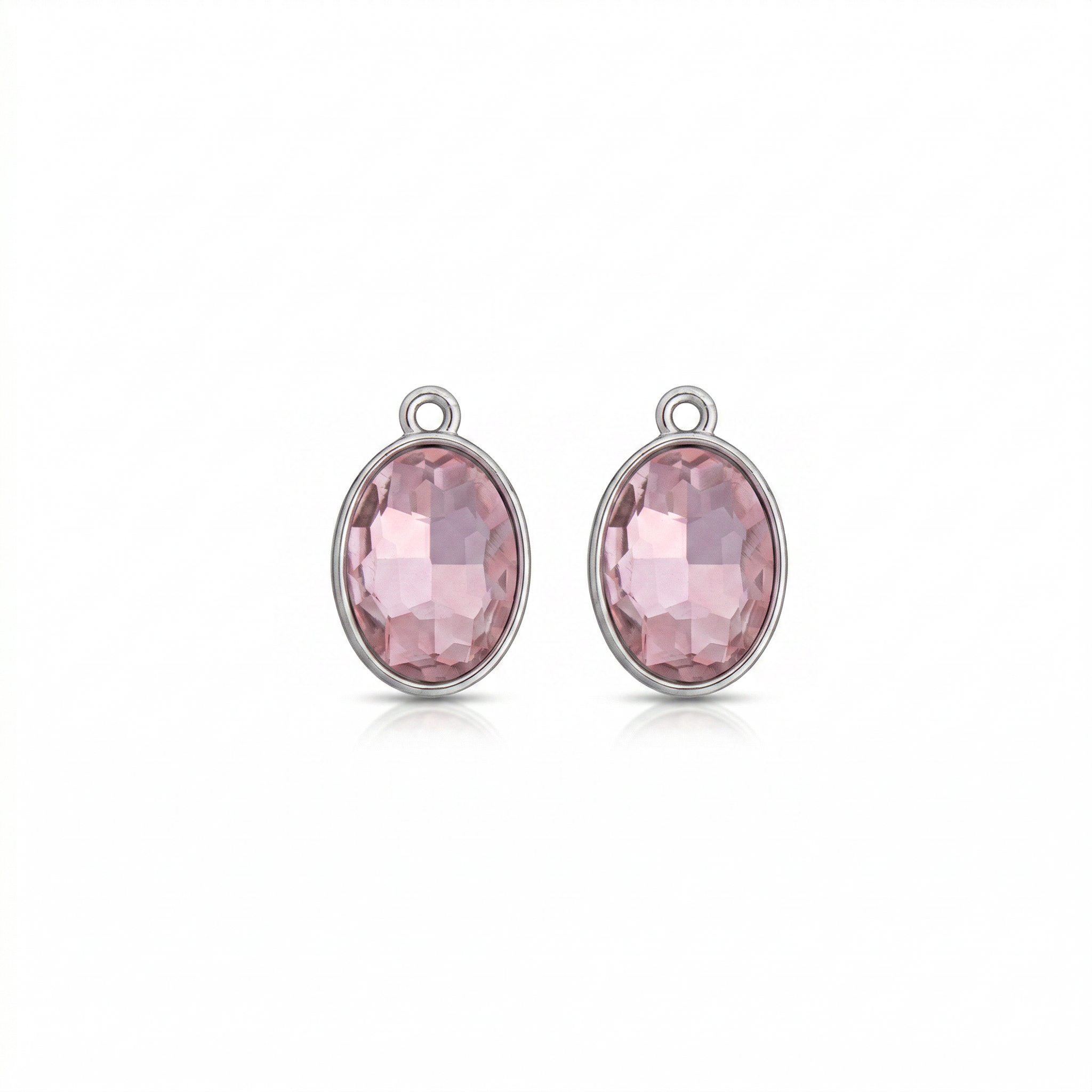Crystal Pendant - Oval, Pink, Pack of 2